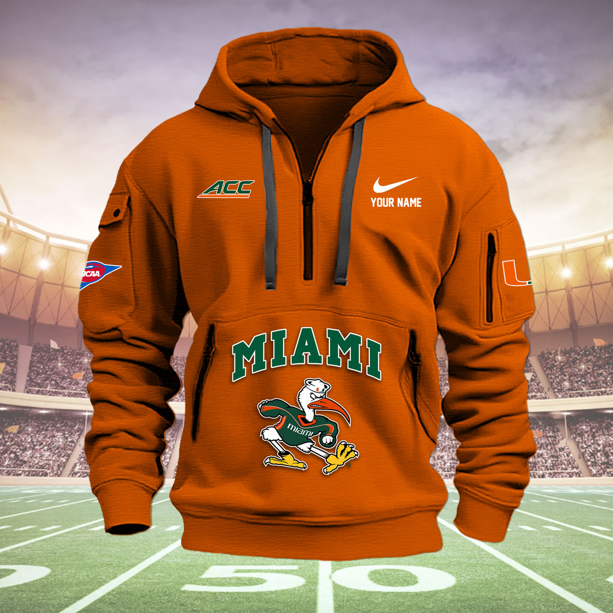 Miami hurricanes football Heavy Hoodie - Famjoys Miami hurricanes football Heavy Hoodie - Famjoys