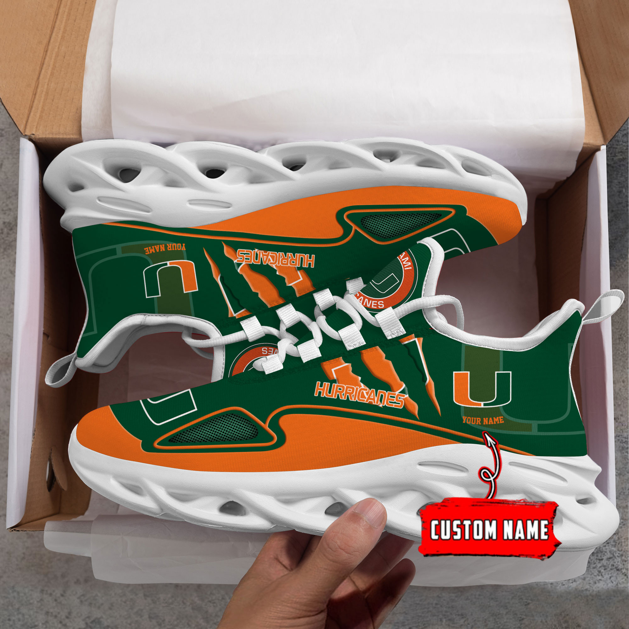 Miami Hurricanes Max Soul Shoes - Famjoys Miami Hurricanes Max Soul Shoes - Famjoys