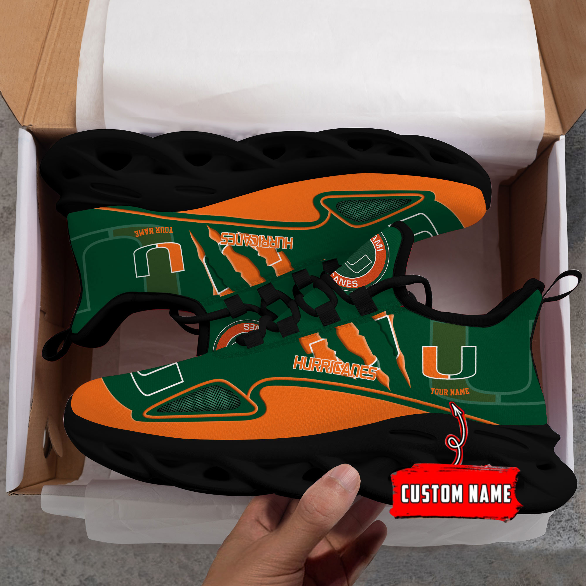 Miami Hurricanes Max Soul Shoes - Famjoys Miami Hurricanes Max Soul Shoes - Famjoys