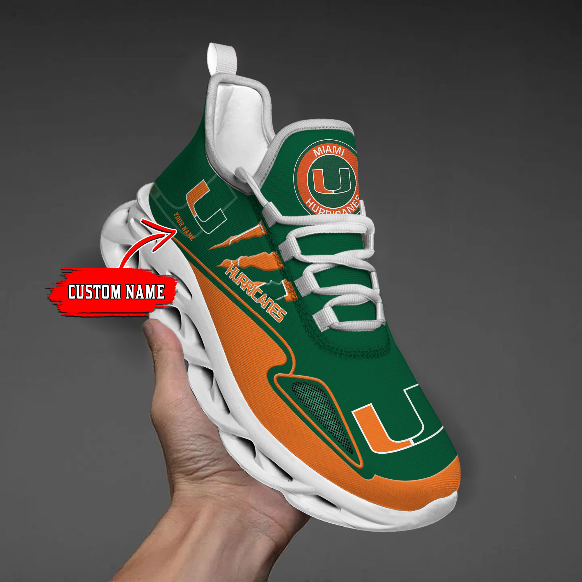 Miami Hurricanes Max Soul Shoes - Famjoys Miami Hurricanes Max Soul Shoes - Famjoys