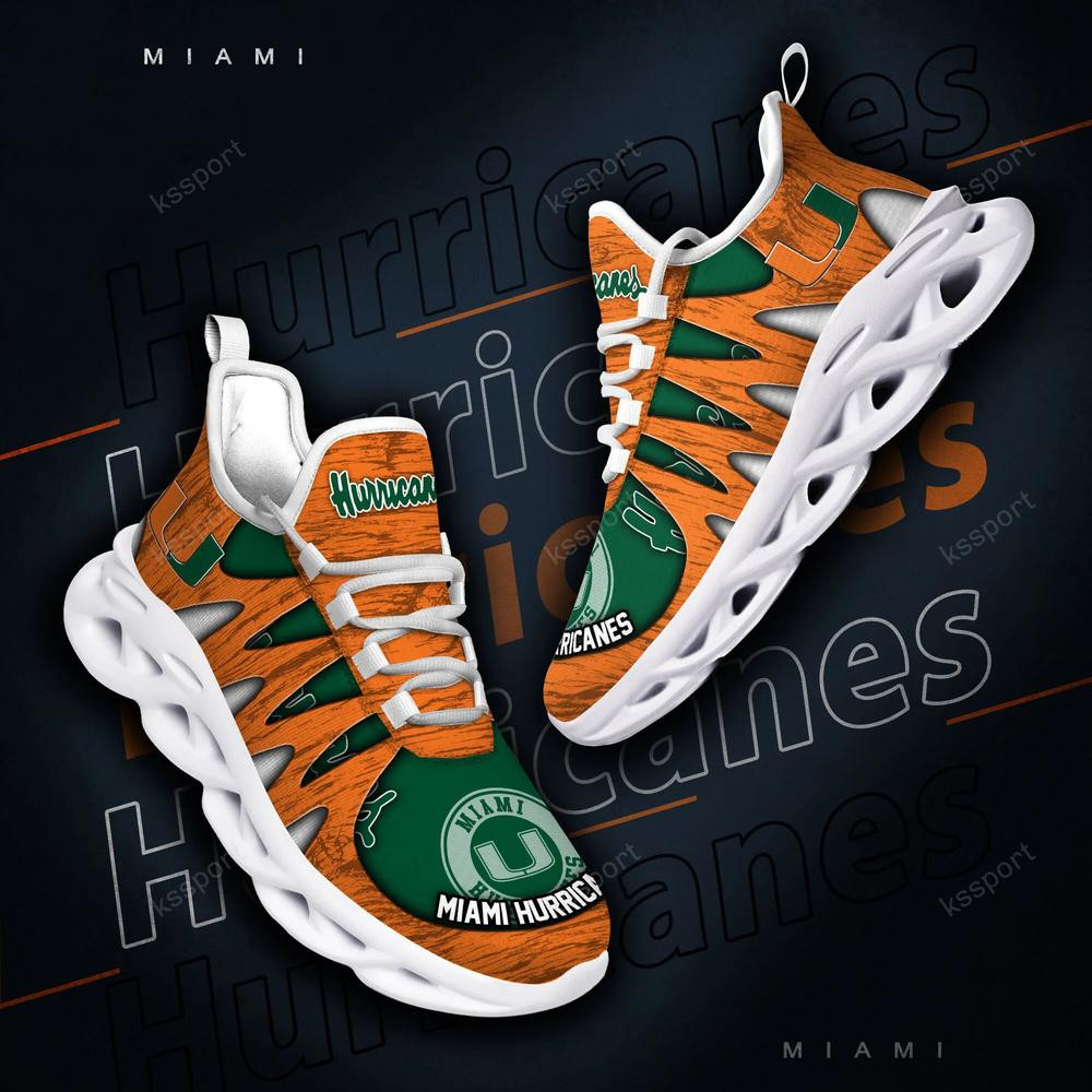Miami Hurricanes Max Soul Shoes, Running Sneakers - Famjoys Miami Hurricanes Max Soul Shoes, Running Sneakers - Famjoys