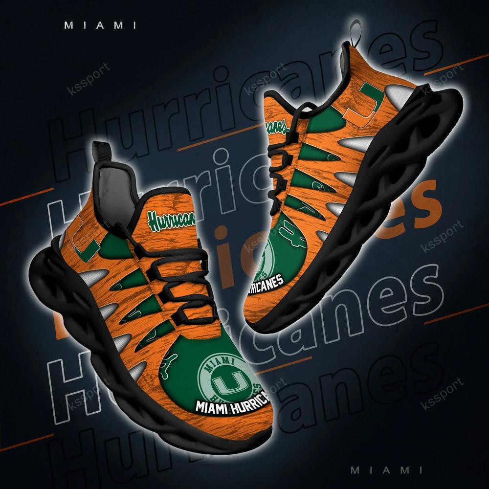Miami Hurricanes Max Soul Shoes, Running Sneakers - Famjoys Miami Hurricanes Max Soul Shoes, Running Sneakers - Famjoys