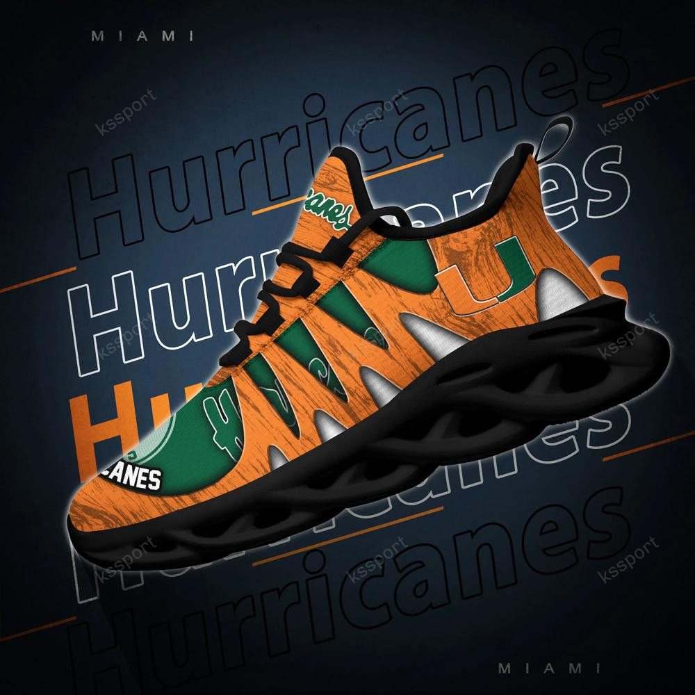 Miami Hurricanes Max Soul Shoes, Running Sneakers - Famjoys Miami Hurricanes Max Soul Shoes, Running Sneakers - Famjoys