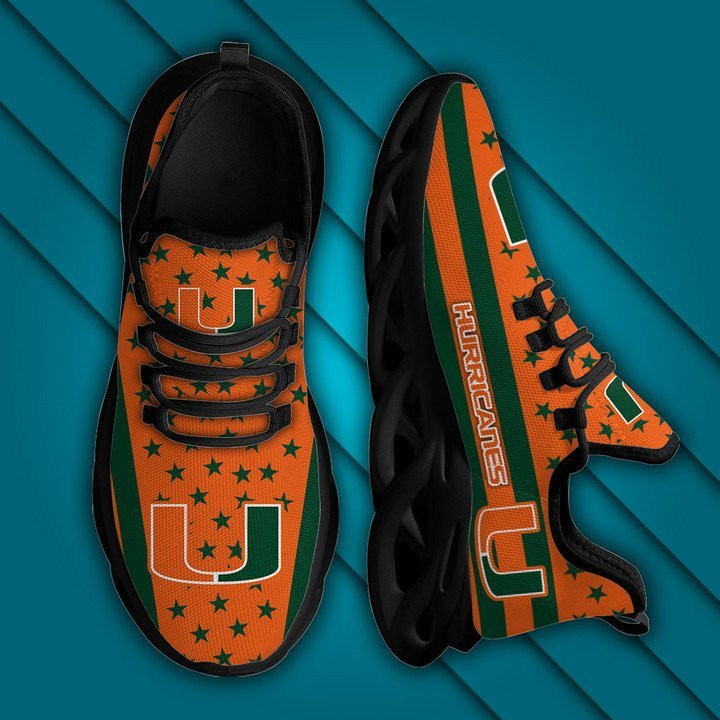 Miami Hurricanes Max Soul YZ Running Sneakers 22 - Famjoys Miami Hurricanes Max Soul YZ Running Sneakers 22 - Famjoys