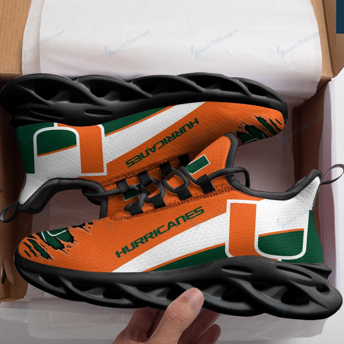 Miami Hurricanes Max Soul YZ Running Sneakers 991 - Famjoys Miami Hurricanes Max Soul YZ Running Sneakers 991 - Famjoys