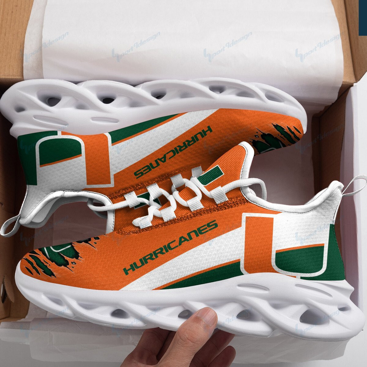 Miami Hurricanes Max Soul YZ Running Sneakers 991 - Famjoys Miami Hurricanes Max Soul YZ Running Sneakers 991 - Famjoys