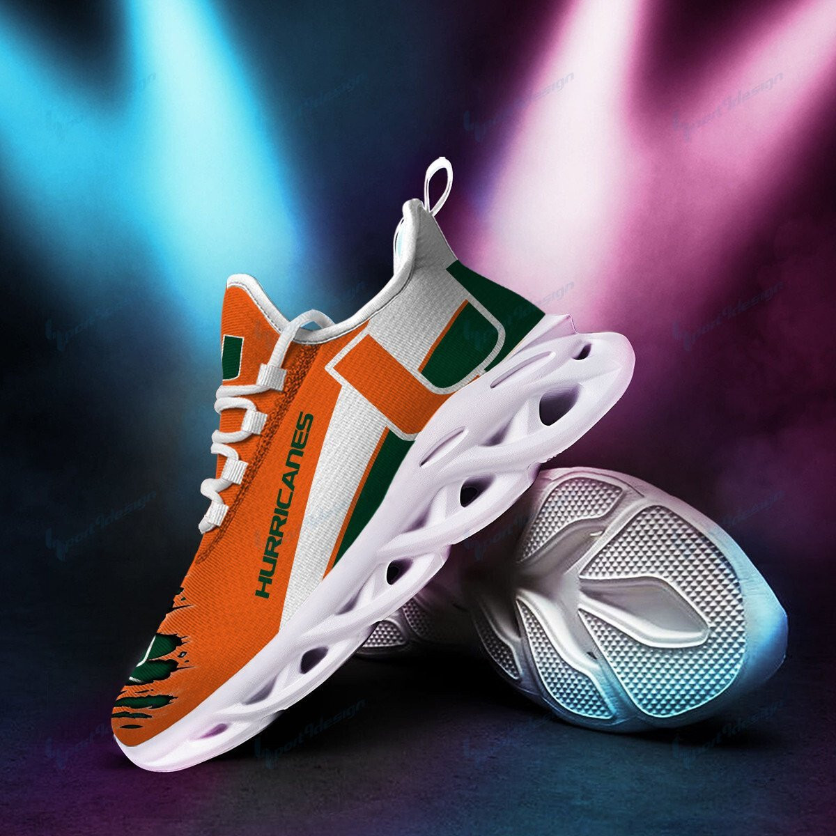 Miami Hurricanes Max Soul YZ Running Sneakers 991 - Famjoys Miami Hurricanes Max Soul YZ Running Sneakers 991 - Famjoys