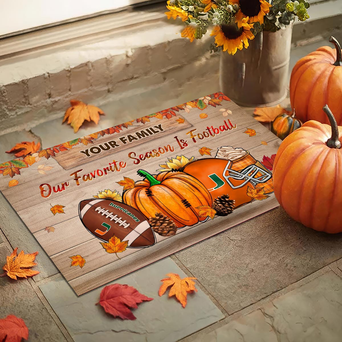 Miami Hurricanes Our Favorite Season is Football Doormat - Famjoys Miami Hurricanes Our Favorite Season is Football Doormat - Famjoys