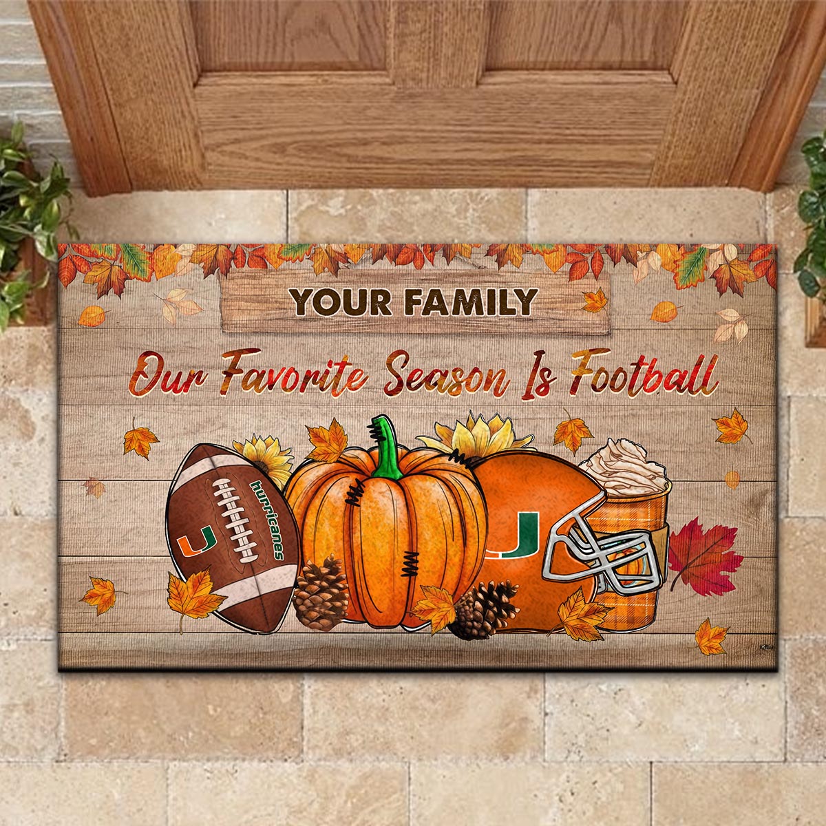 Miami Hurricanes Our Favorite Season is Football Doormat - Famjoys Miami Hurricanes Our Favorite Season is Football Doormat - Famjoys