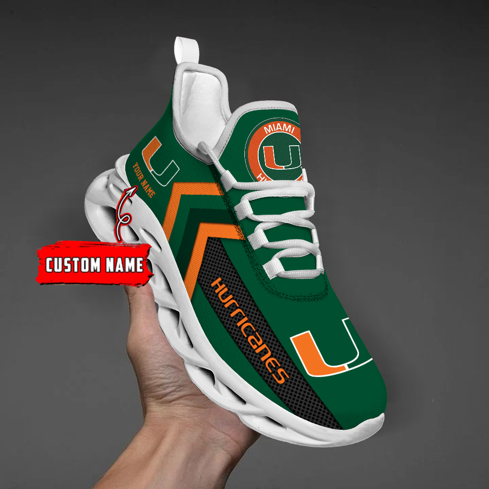 Miami Hurricanes Personalized Custom Name Max Soul Shoes DS003 - Famjoys Miami Hurricanes Personalized Custom Name Max Soul Shoes DS003 - Famjoys
