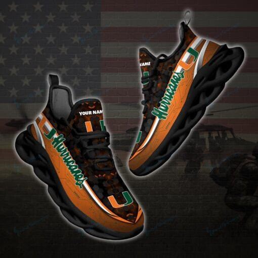 Miami Hurricanes Personalized Max Soul YZ Running Sneakers 122 - Famjoys Miami Hurricanes Personalized Max Soul YZ Running Sneakers 122 - Famjoys