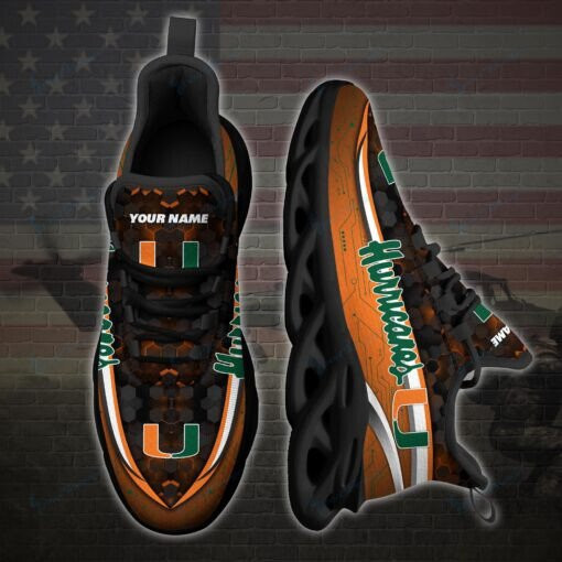 Miami Hurricanes Personalized Max Soul YZ Running Sneakers 122 - Famjoys Miami Hurricanes Personalized Max Soul YZ Running Sneakers 122 - Famjoys