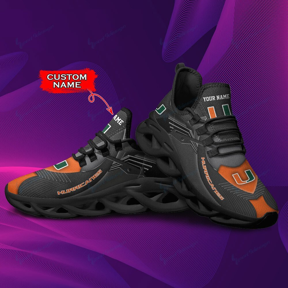 Miami Hurricanes Personalized Max Soul YZ Running Sneakers 276 - Famjoys Miami Hurricanes Personalized Max Soul YZ Running Sneakers 276 - Famjoys