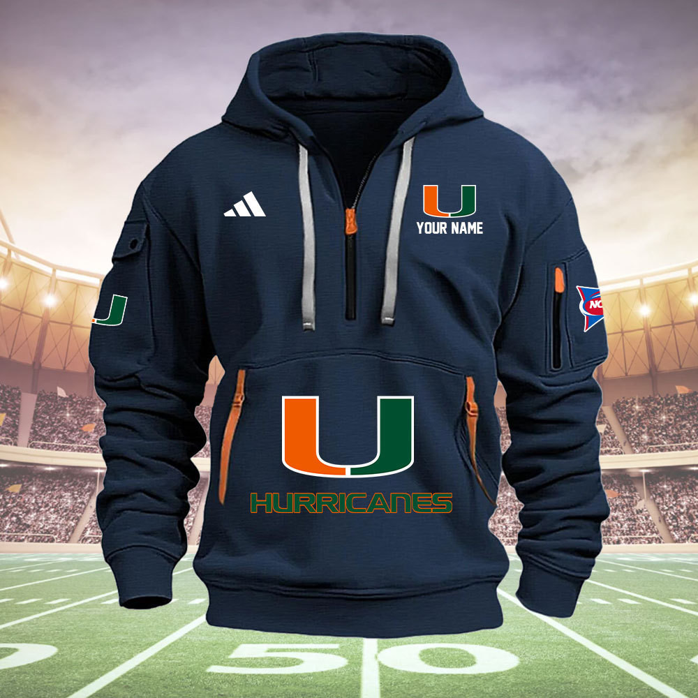 Miami Hurricanes Quarter Zip Hoodie - Famjoys Miami Hurricanes Quarter Zip Hoodie - Famjoys