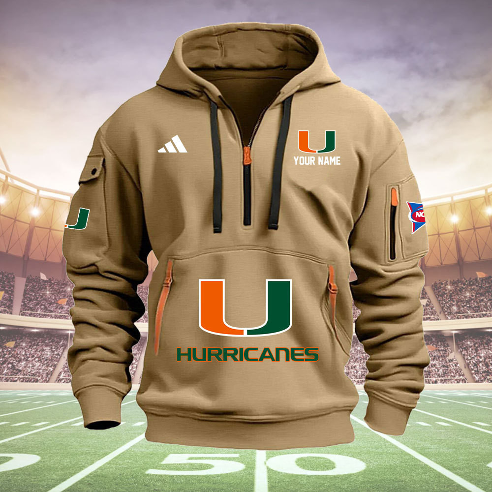 Miami Hurricanes Quarter Zip Hoodie - Famjoys Miami Hurricanes Quarter Zip Hoodie - Famjoys