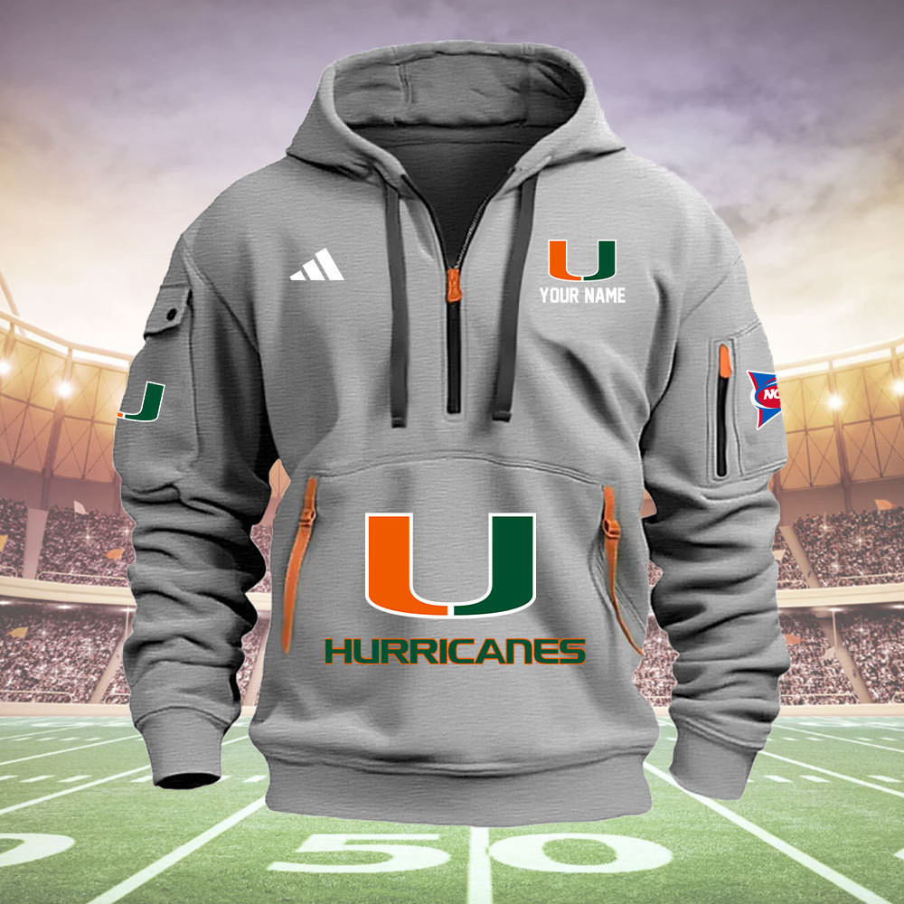 Miami Hurricanes Quarter Zip Hoodie - Famjoys Miami Hurricanes Quarter Zip Hoodie - Famjoys