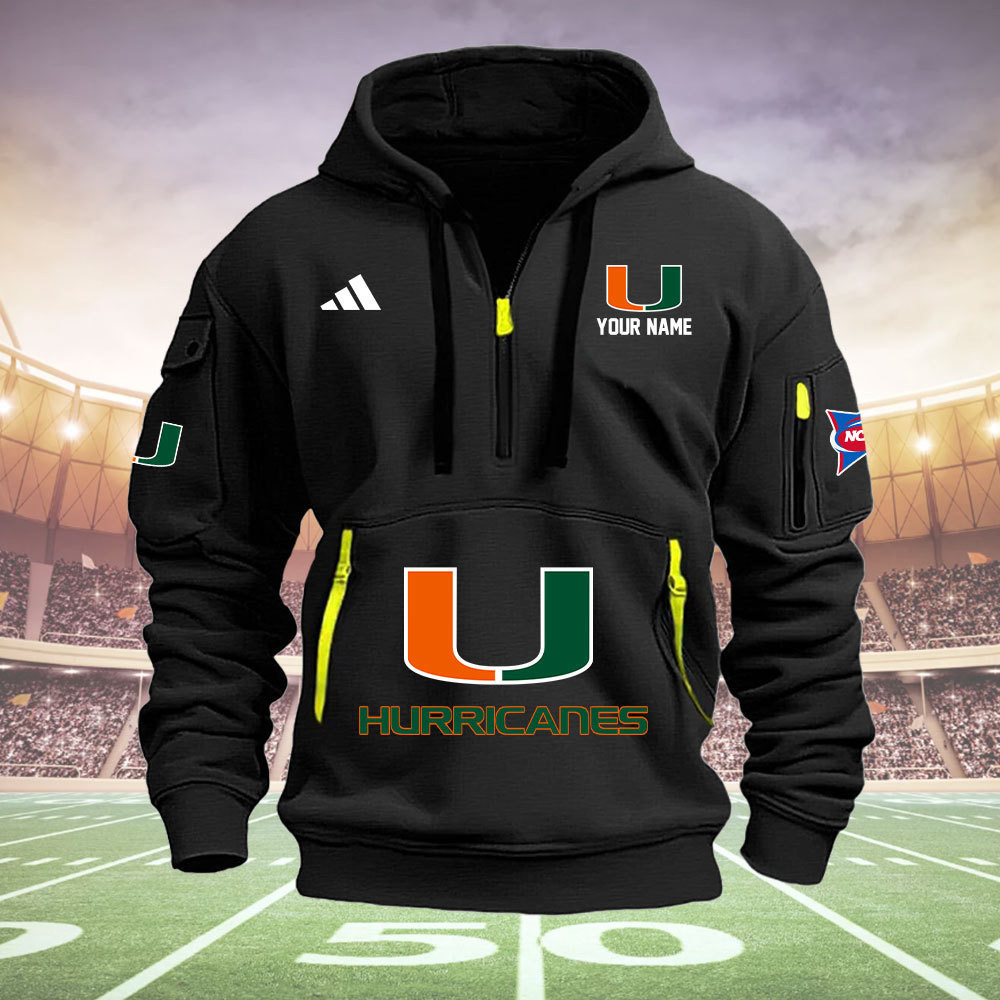 Miami Hurricanes Quarter Zip Hoodie - Famjoys Miami Hurricanes Quarter Zip Hoodie - Famjoys