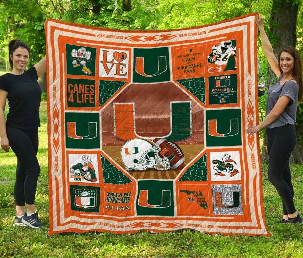 Miami Hurricanes Quilt Blanket - Famjoys Miami Hurricanes Quilt Blanket - Famjoys