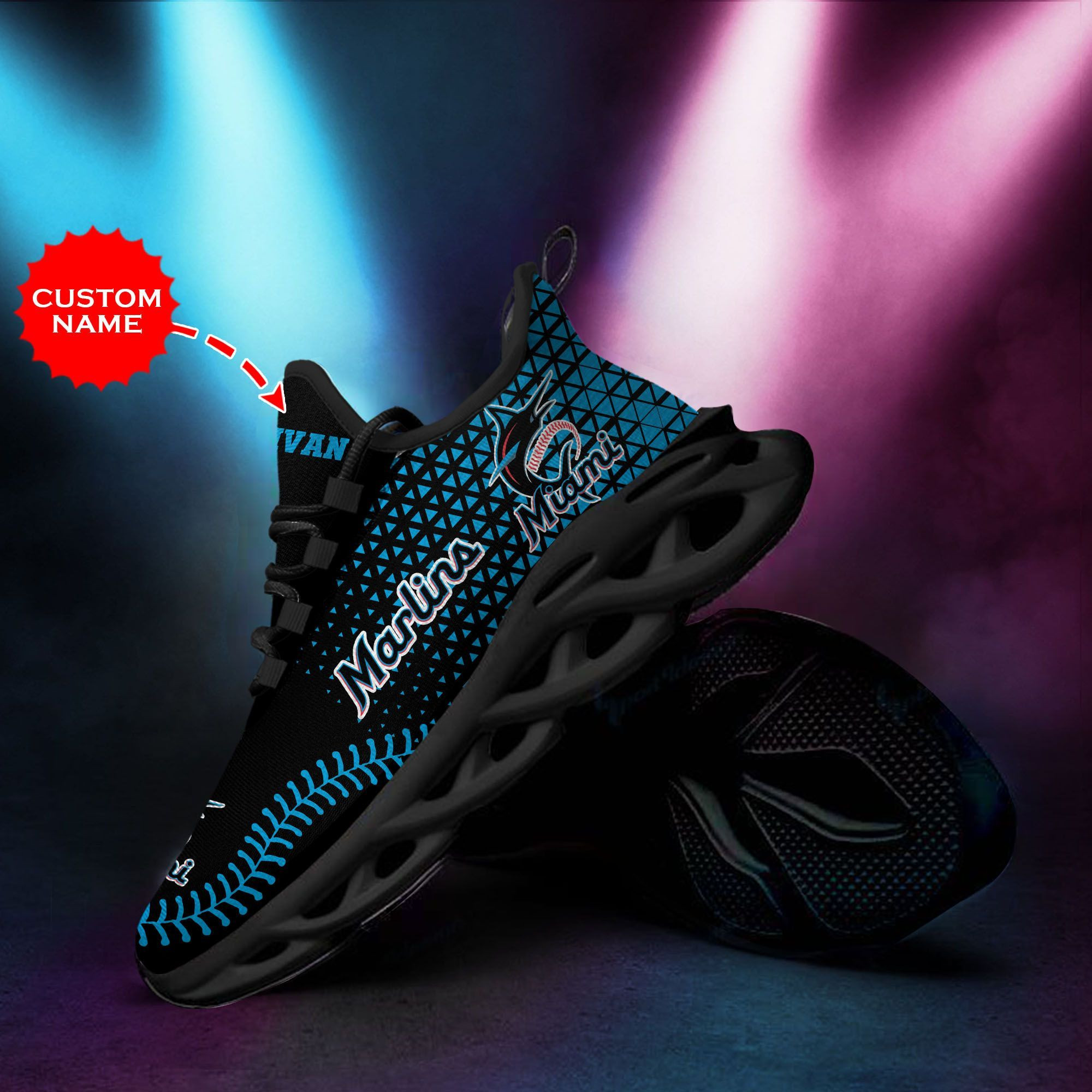 Miami Marlins Custom Personalized Max Soul Sneakers Shoes