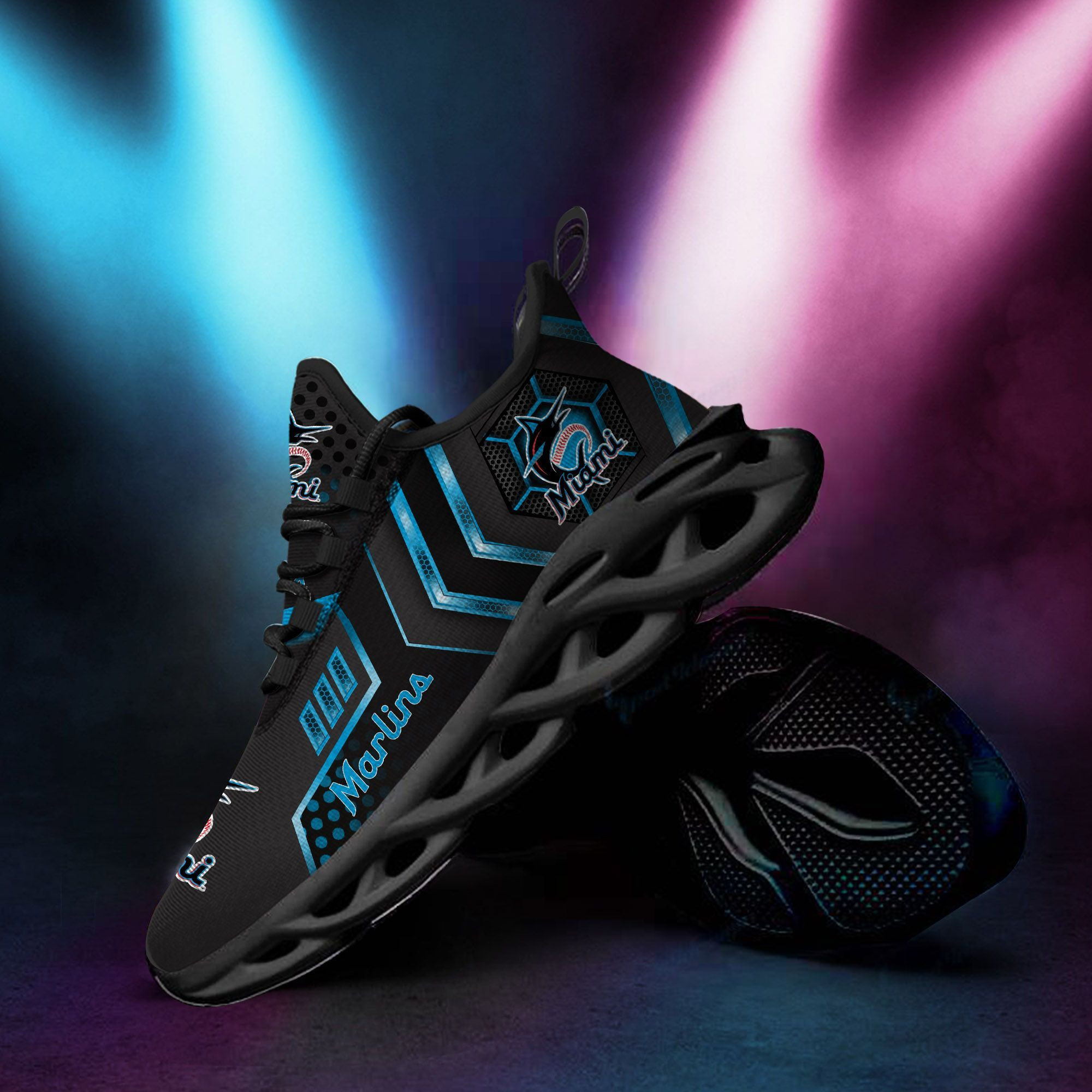 Miami Marlins Max Soul Sneakers Shoes - Famjoys Miami Marlins Max Soul Sneakers Shoes - Famjoys
