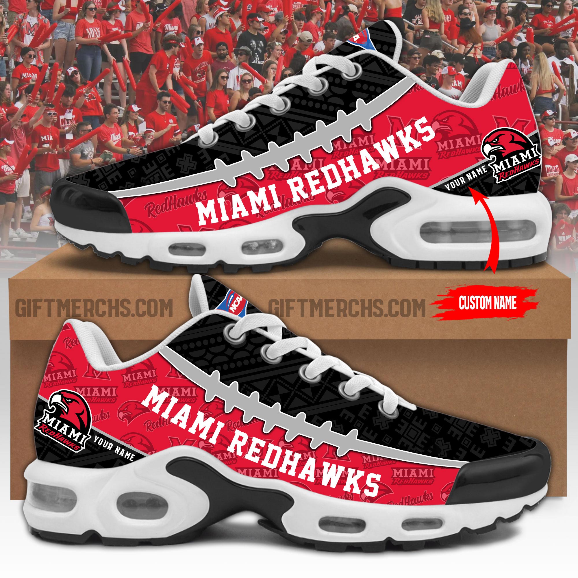 Miami Redhawks Personalized Shoes - Famjoys Miami Redhawks Personalized Shoes - Famjoys