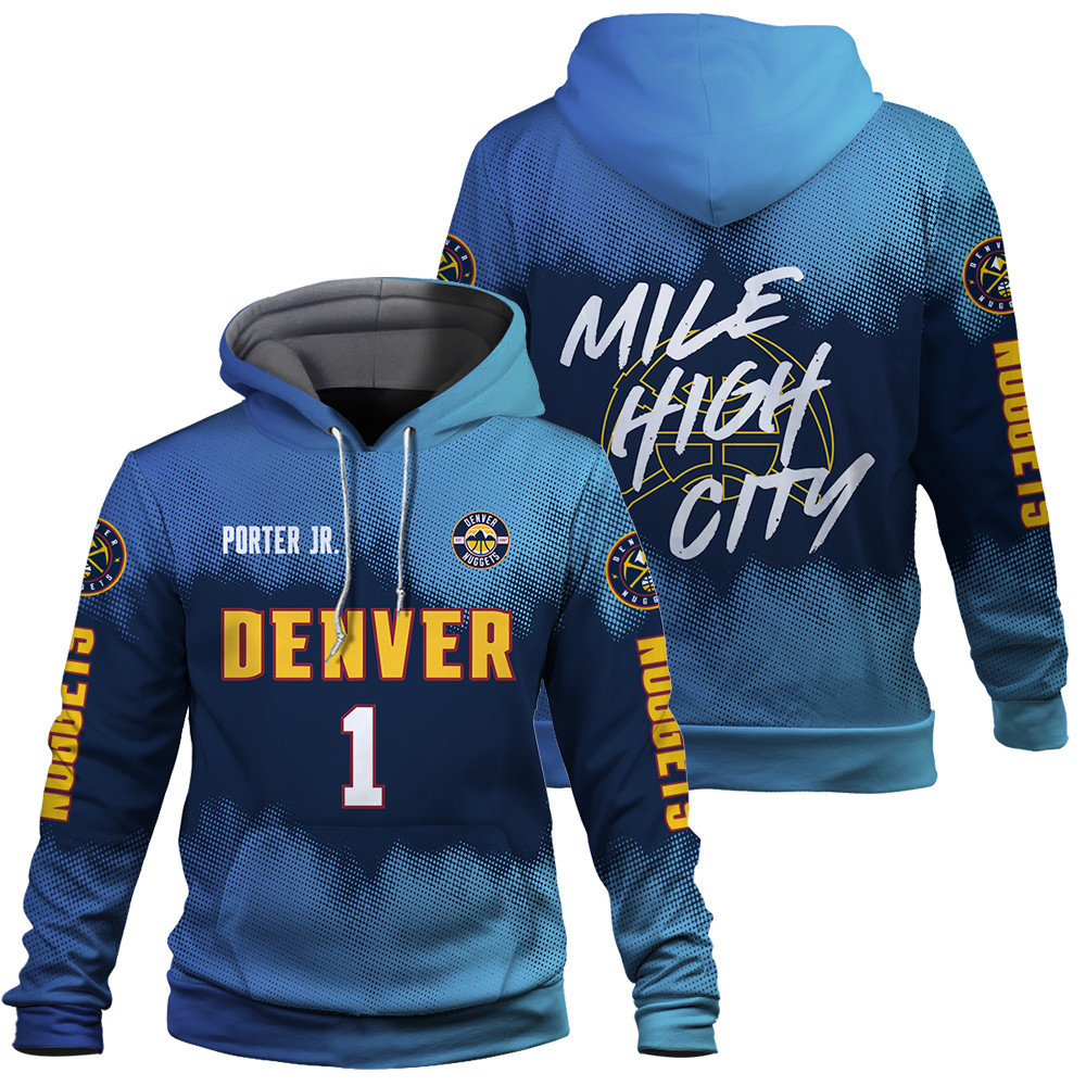 Michael Porter Jr. 1 NBA Denver Nuggets Mile High City Unisex 3D Hoodie - Famjoys Michael Porter Jr. 1 NBA Denver Nuggets Mile High City Unisex 3D Hoodie - Famjoys