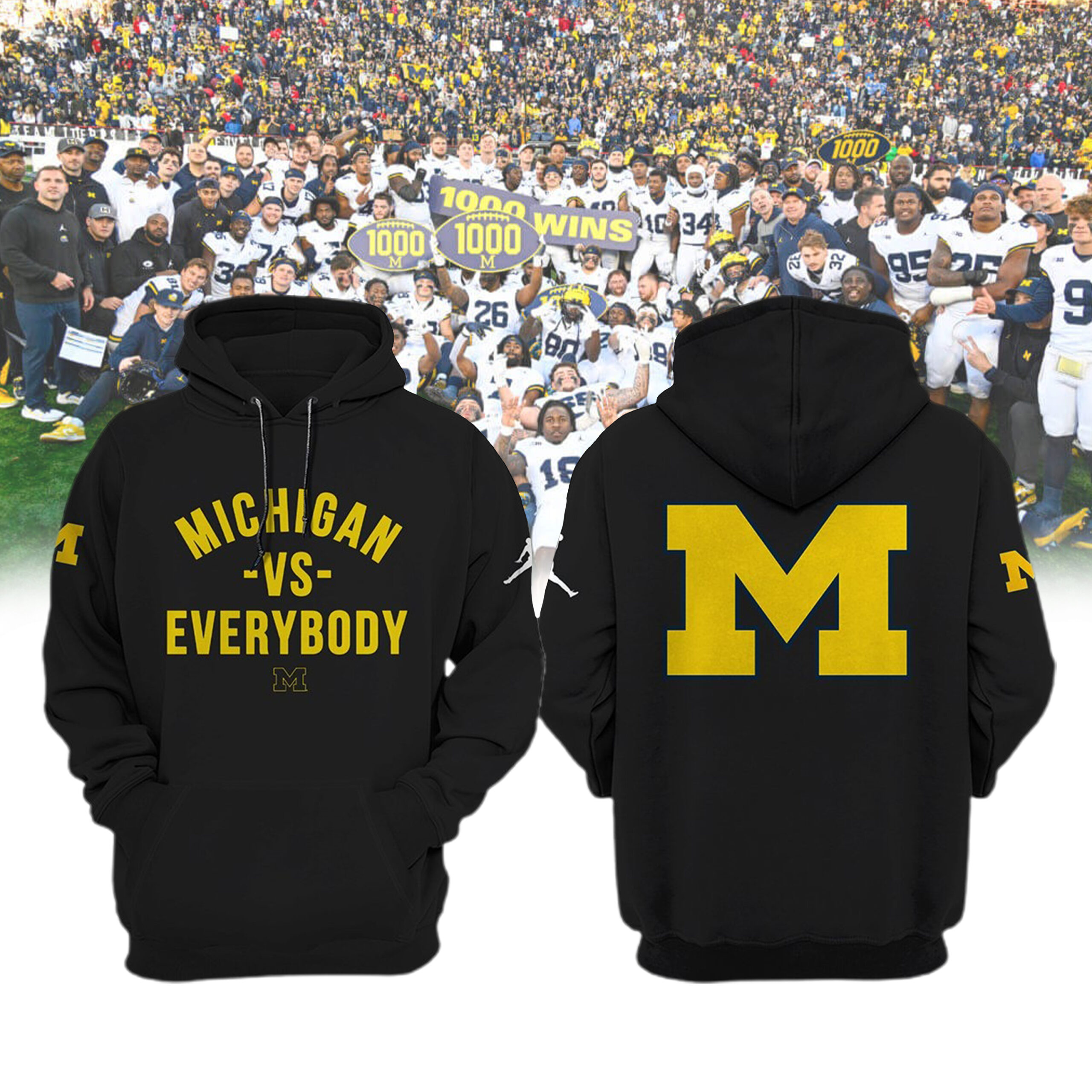 Michigan Football Michigan VsEverybody Hoodie + Jogger + Cap Special Edition - Famjoys Michigan Football Michigan VsEverybody Hoodie + Jogger + Cap Special Edition - Famjoys