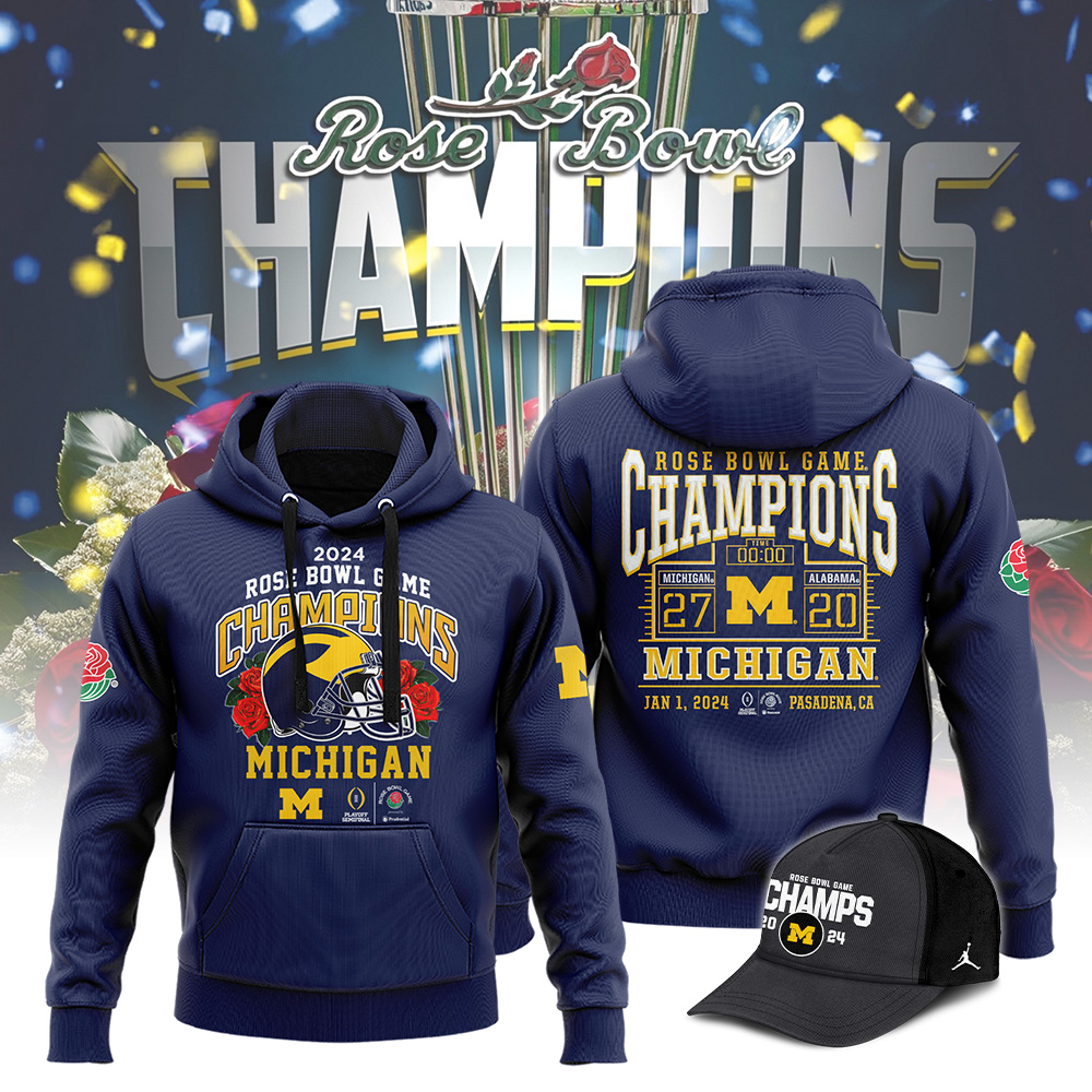 Michigan Football NCAA ROSE BOWL GAME Champions Hoodie 03 - Famjoys Michigan Football NCAA ROSE BOWL GAME Champions Hoodie 03 - Famjoys