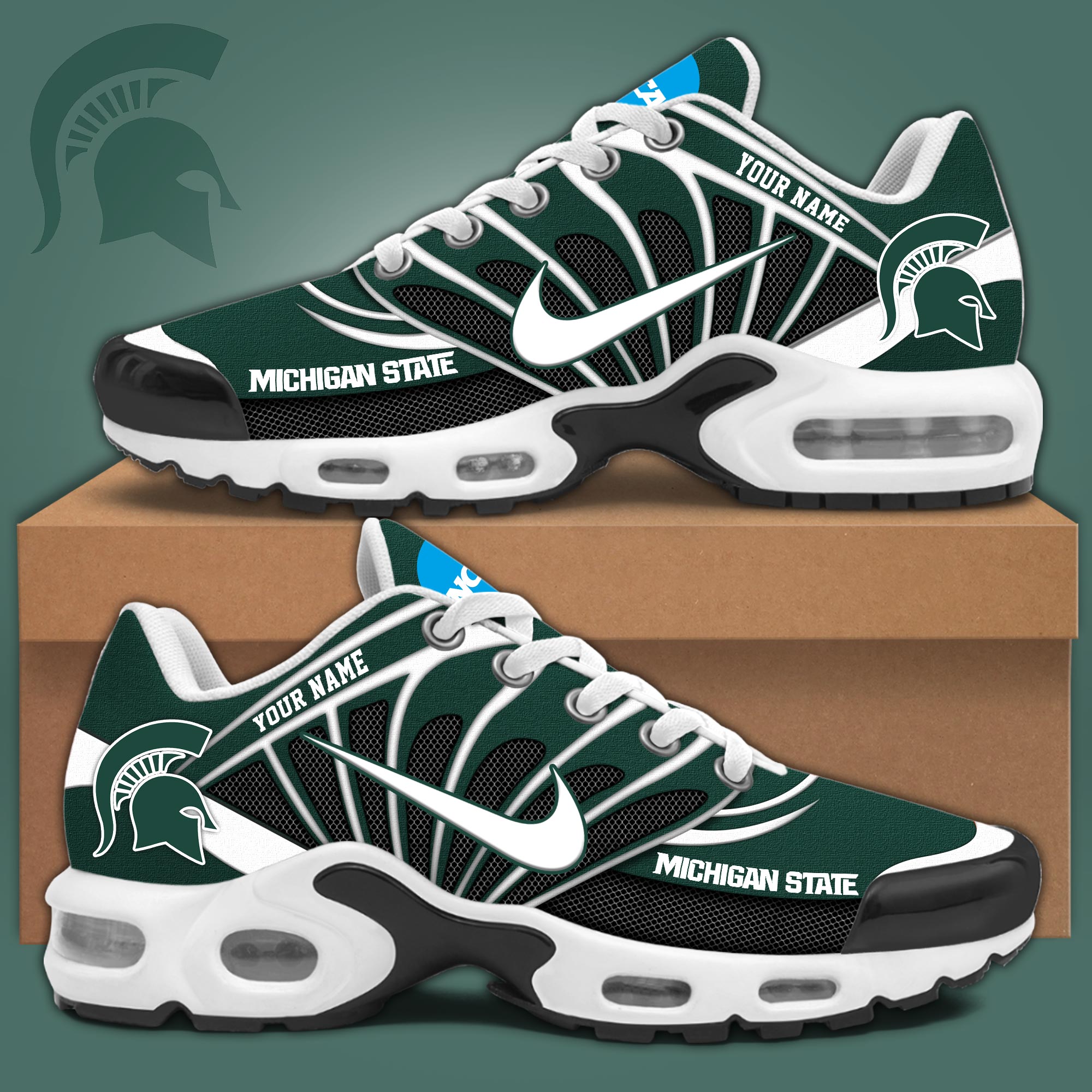 Michigan State Air Max Plus Sneakers - Famjoys Michigan State Air Max Plus Sneakers - Famjoys
