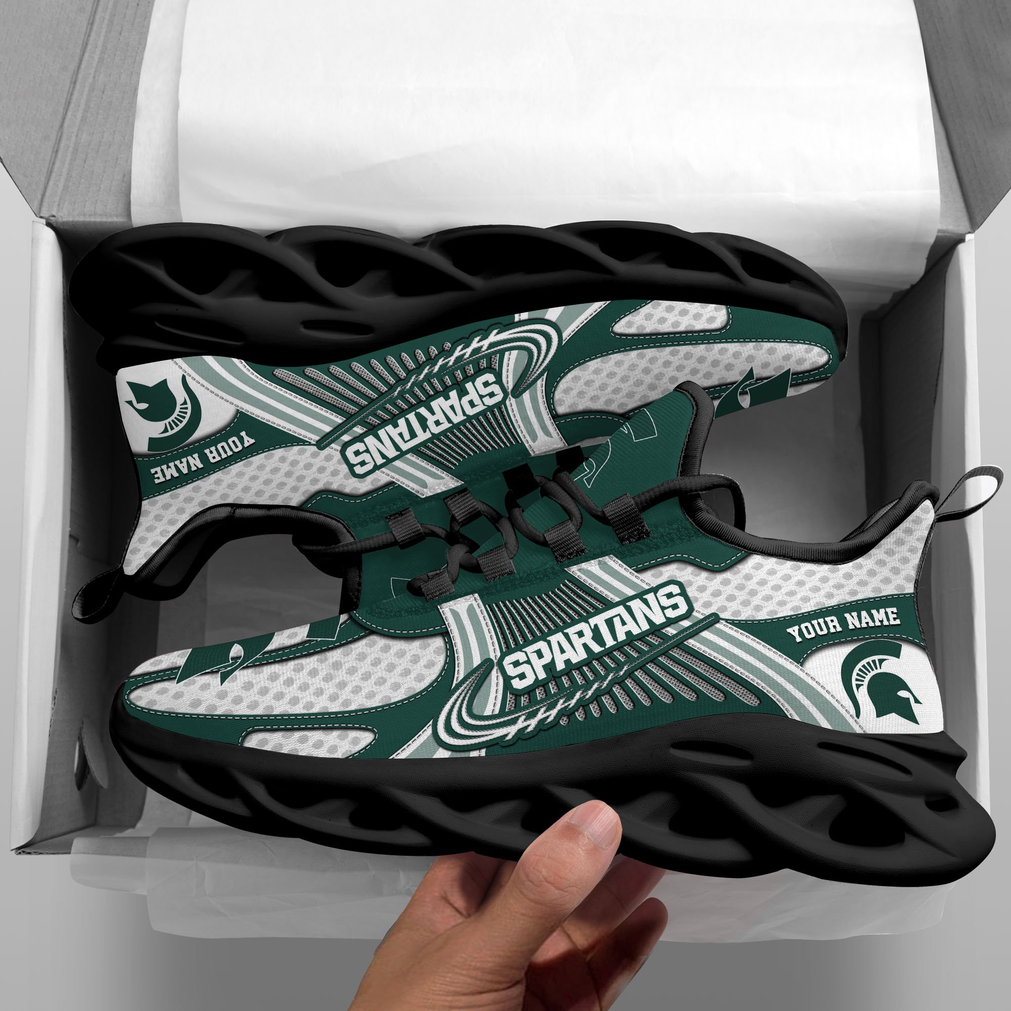 Michigan State Spartans Clunky Sneakers Custom Your Name, Sport Sneakers ETRG-62343 - Famjoys Michigan State Spartans Clunky Sneakers Custom Your Name, Sport Sneakers ETRG-62343 - Famjoys