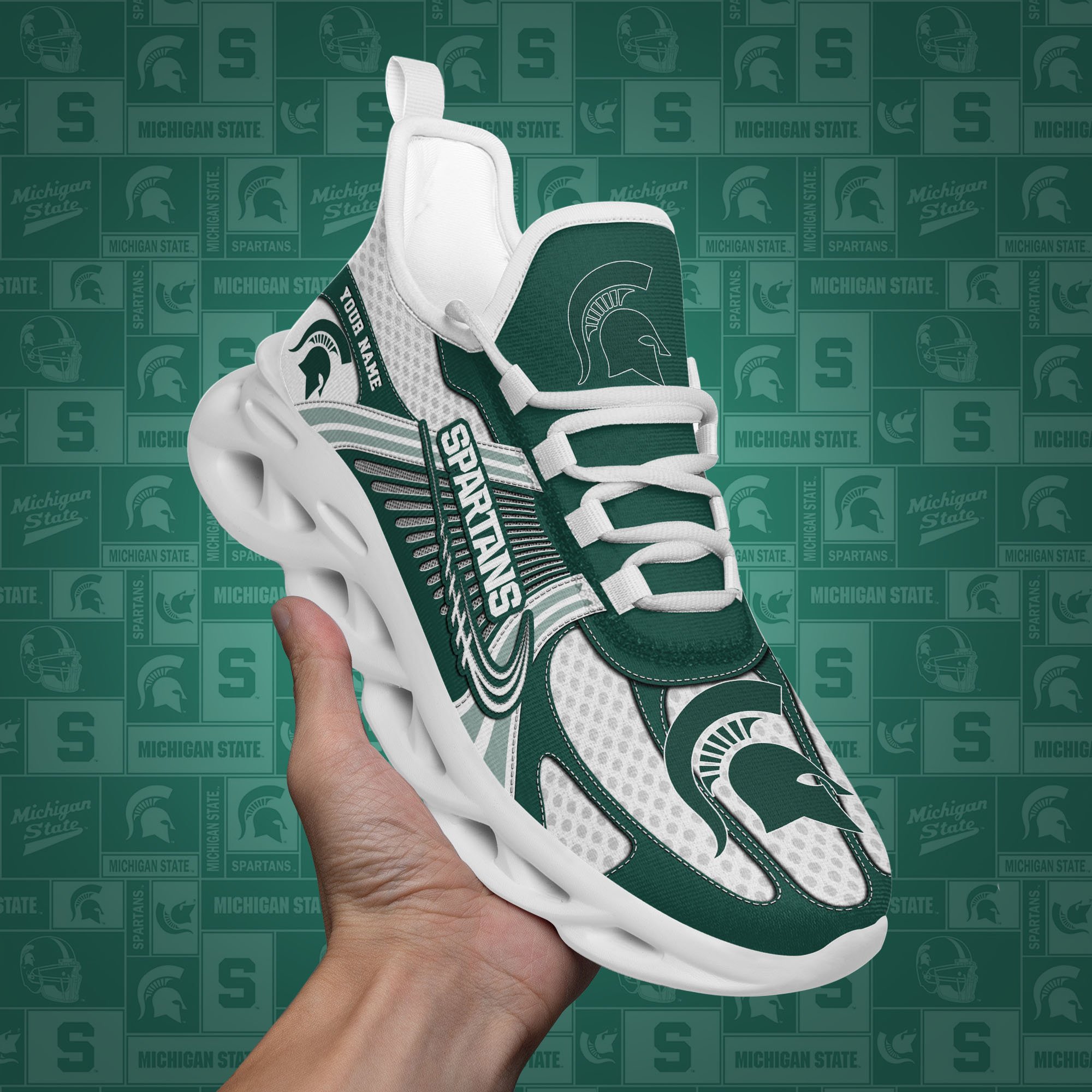 Michigan State Spartans Clunky Sneakers Custom Your Name, Sport Sneakers ETRG-62343 - Famjoys Michigan State Spartans Clunky Sneakers Custom Your Name, Sport Sneakers ETRG-62343 - Famjoys