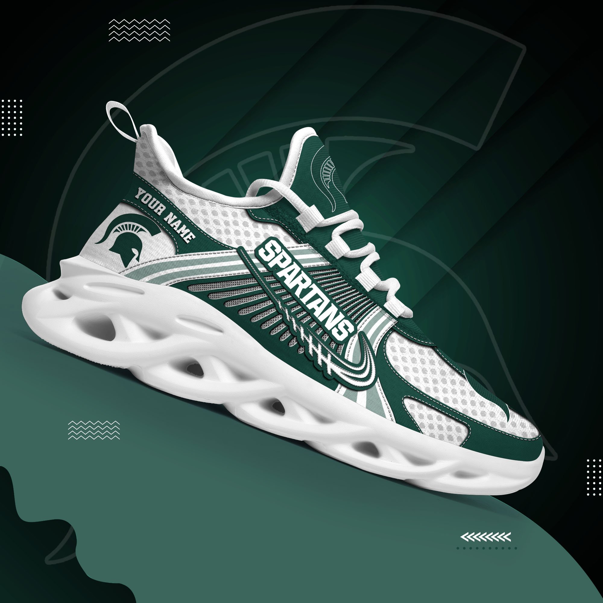 Michigan State Spartans Clunky Sneakers Custom Your Name, Sport Sneakers ETRG-62343 - Famjoys Michigan State Spartans Clunky Sneakers Custom Your Name, Sport Sneakers ETRG-62343 - Famjoys