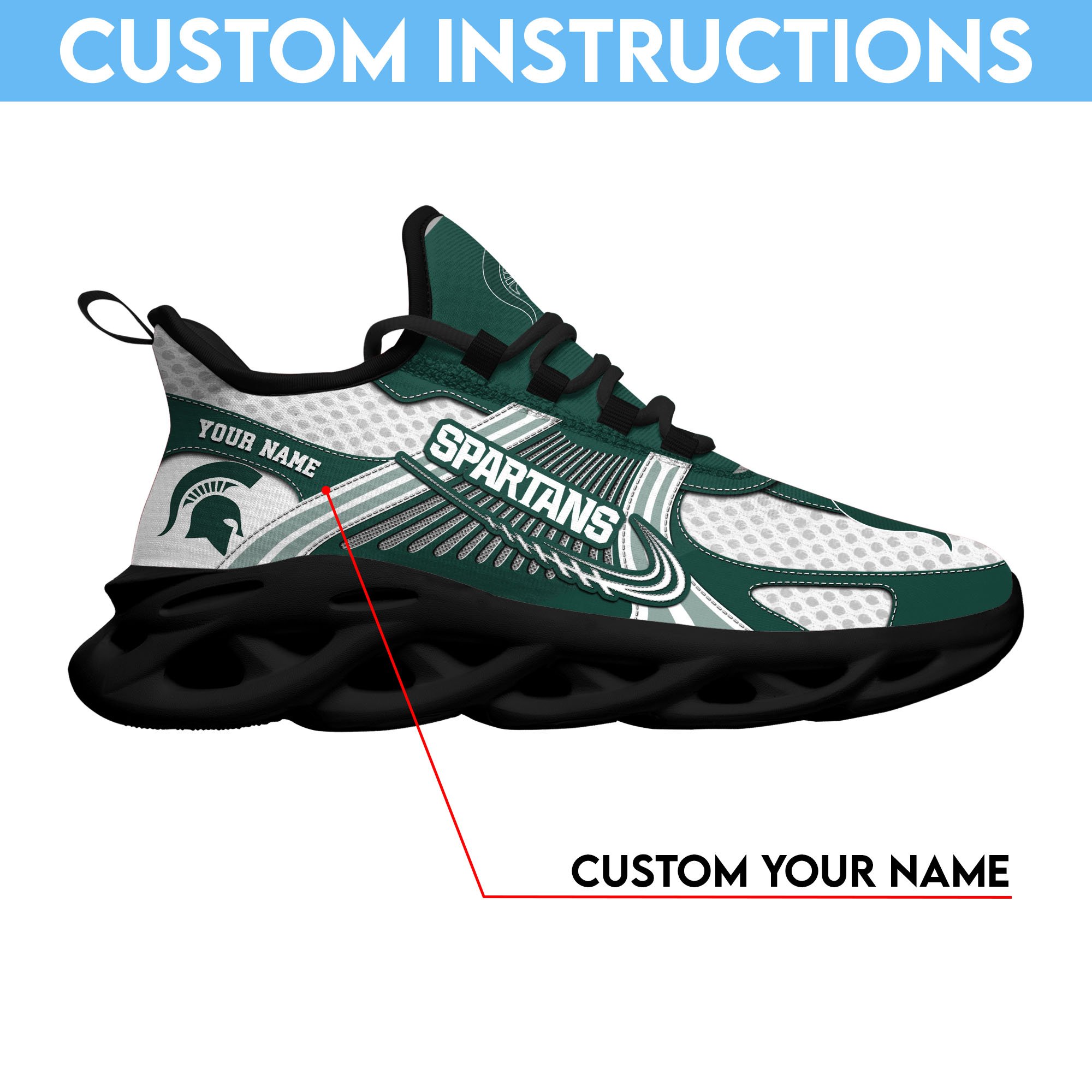 Michigan State Spartans Clunky Sneakers Custom Your Name, Sport Sneakers ETRG-62343 - Famjoys Michigan State Spartans Clunky Sneakers Custom Your Name, Sport Sneakers ETRG-62343 - Famjoys
