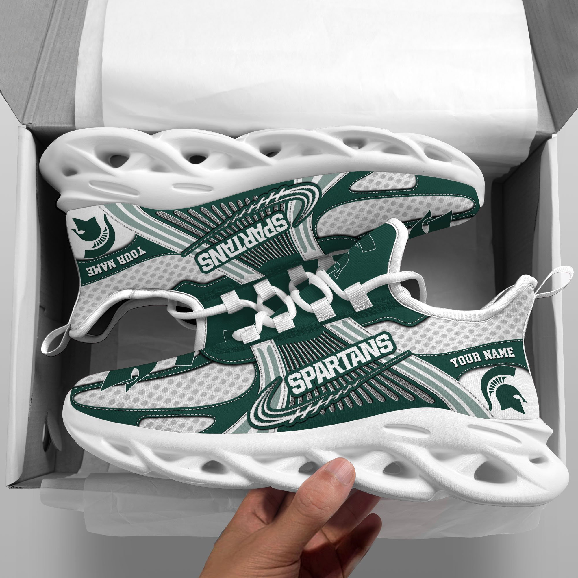 Michigan State Spartans Clunky Sneakers Custom Your Name, Sport Sneakers ETRG-62343 - Famjoys Michigan State Spartans Clunky Sneakers Custom Your Name, Sport Sneakers ETRG-62343 - Famjoys