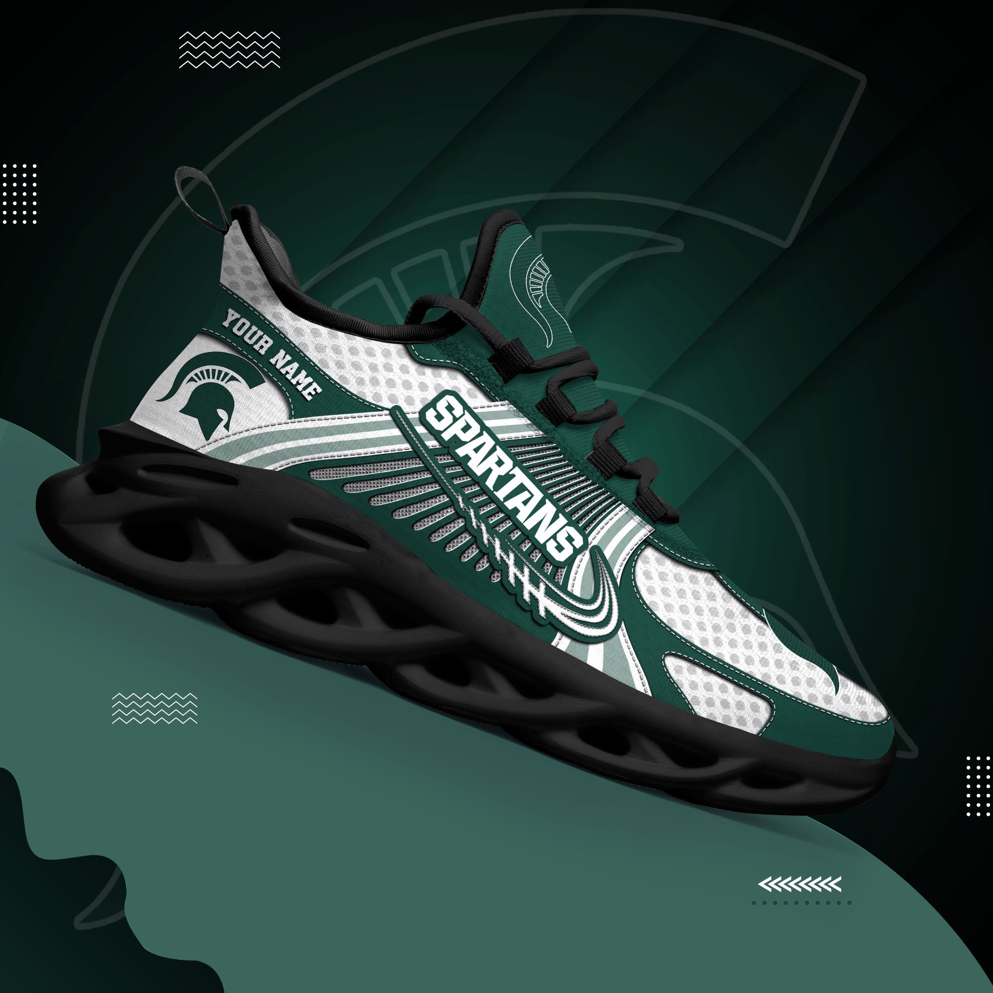 Michigan State Spartans Clunky Sneakers Custom Your Name, Sport Sneakers ETRG-62343 - Famjoys Michigan State Spartans Clunky Sneakers Custom Your Name, Sport Sneakers ETRG-62343 - Famjoys