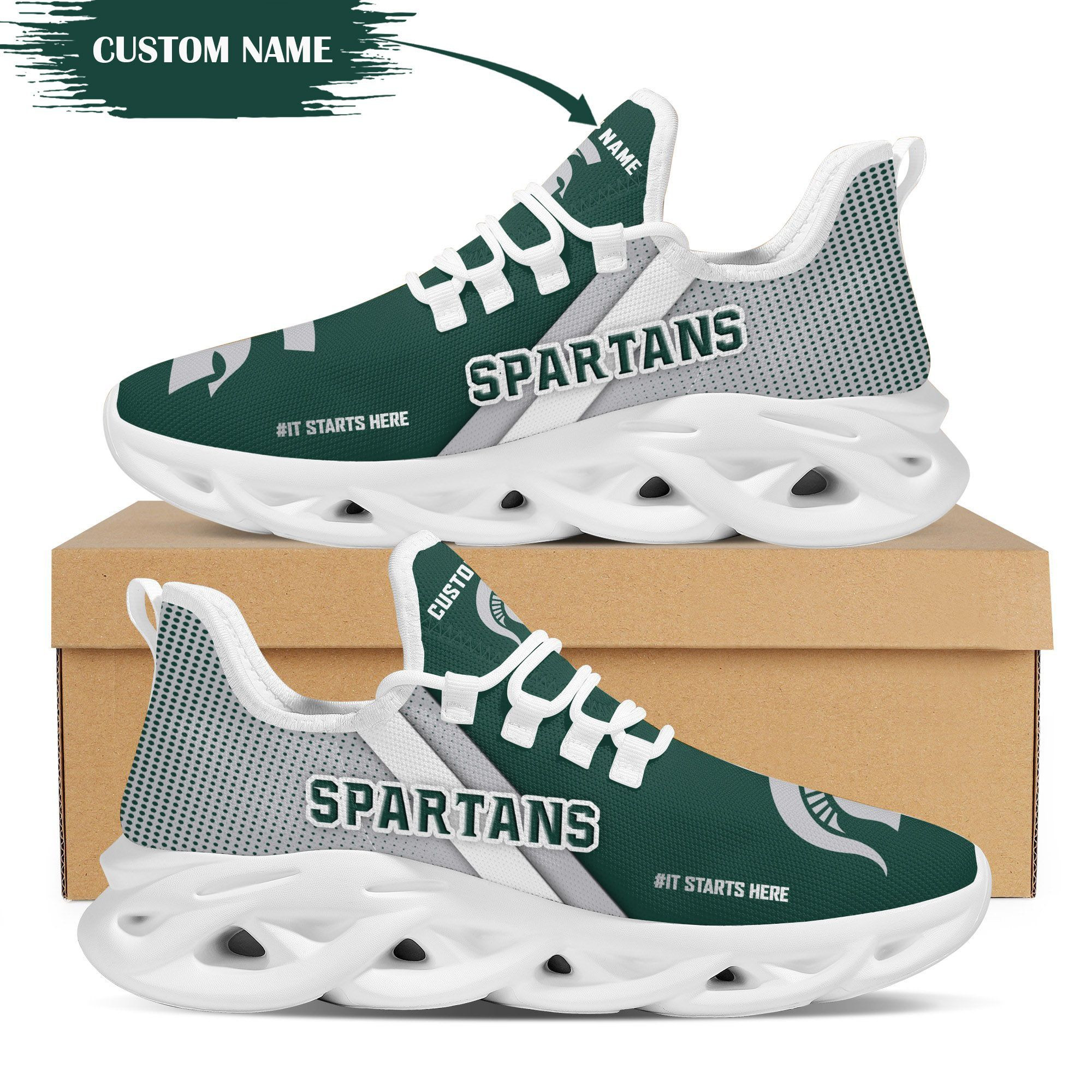 Michigan State Spartans Custom Personalized Max Soul Sneakers Shoes Michigan State University - Famjoys Michigan State Spartans Custom Personalized Max Soul Sneakers Shoes Michigan State University - Famjoys