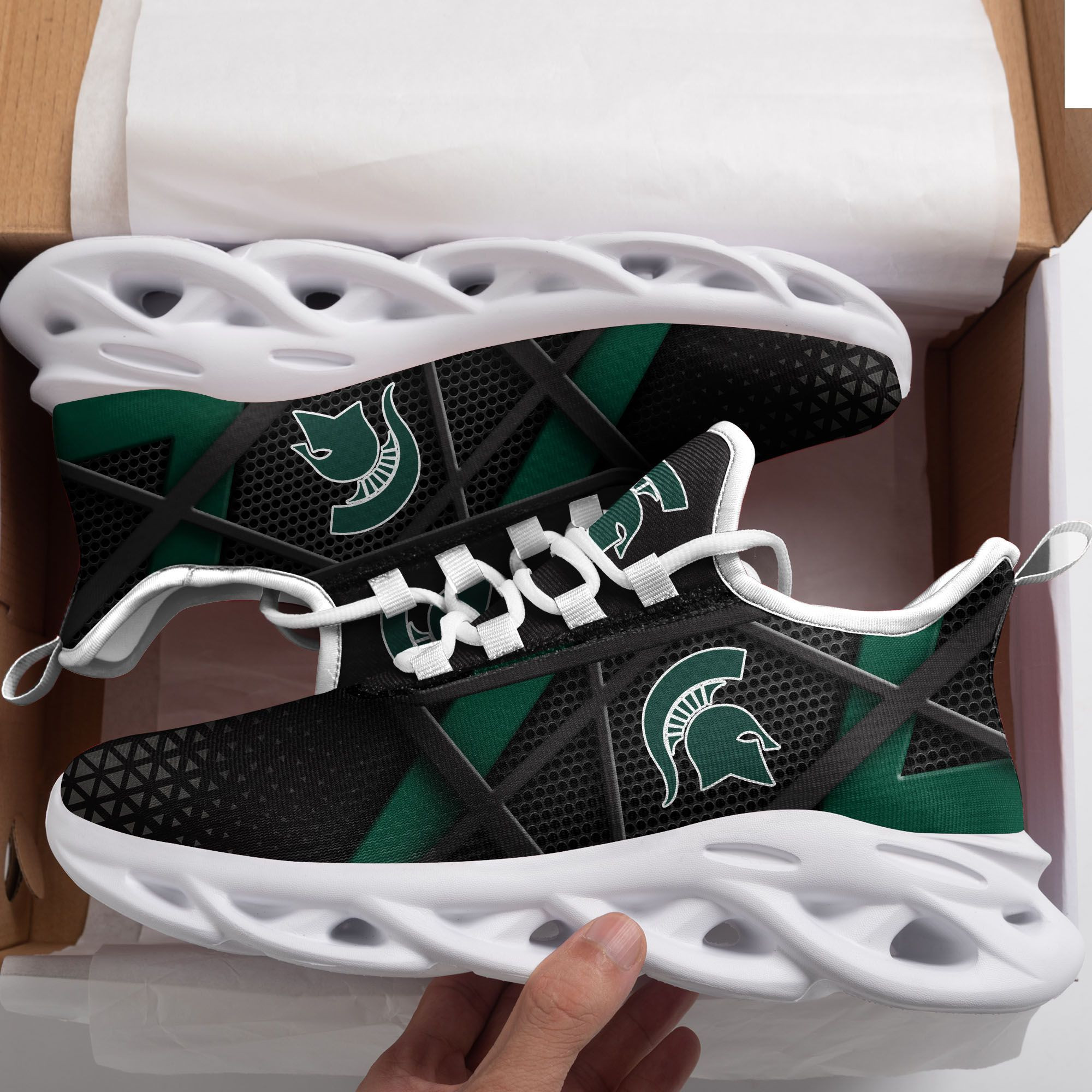 Michigan State Spartans Max Soul Sneakers Shoes - Famjoys Michigan State Spartans Max Soul Sneakers Shoes - Famjoys