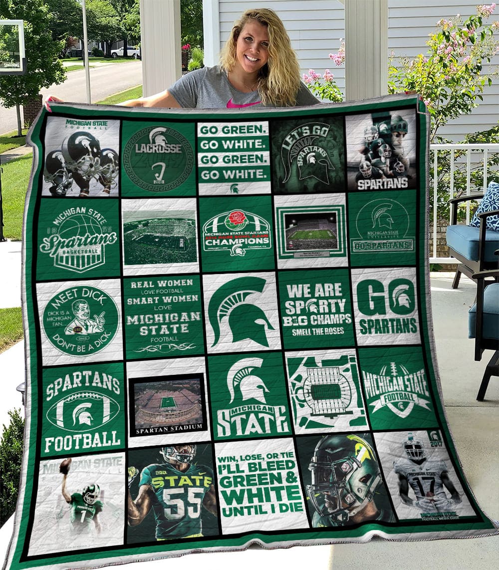 Michigan State Spartans Quilt Blanket - Famjoys Michigan State Spartans Quilt Blanket - Famjoys