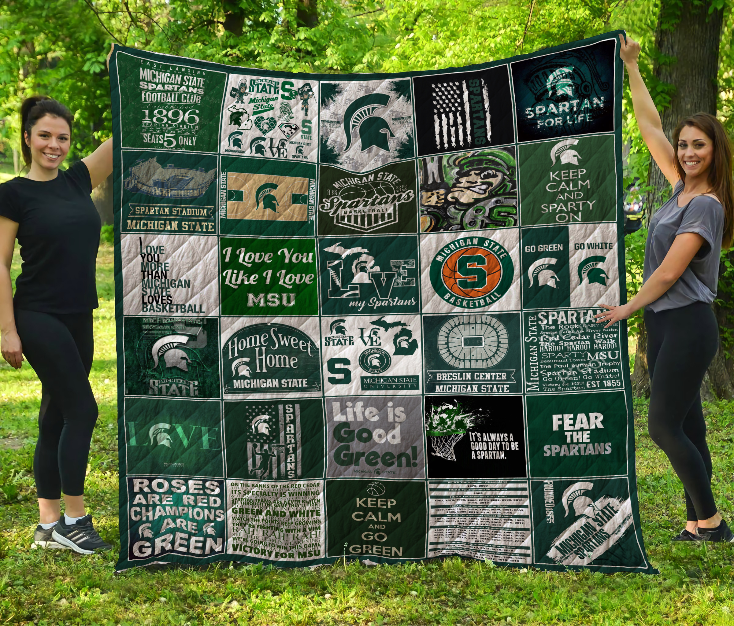 Michigan State Spartans Quilt Blanket - Famjoys Michigan State Spartans Quilt Blanket - Famjoys