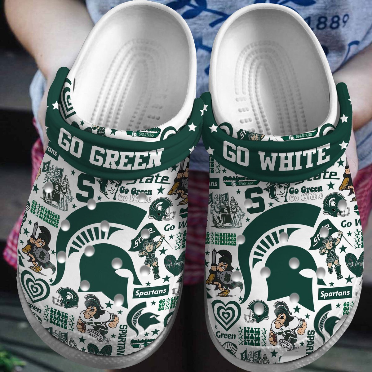 Michigan State Spartans Sport Crocs Crocband Clogs Shoes Comfortable For Men Women