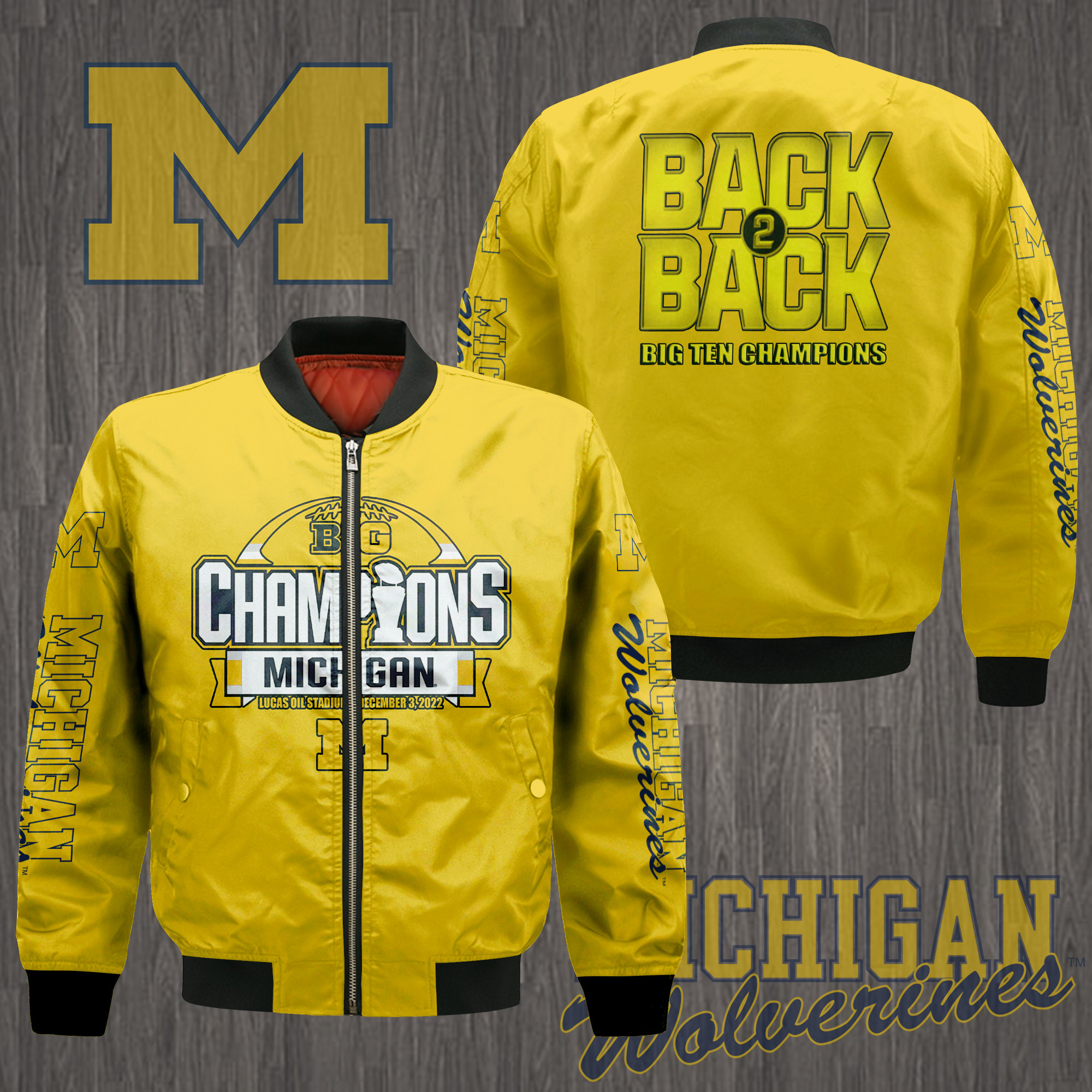 Michigan Wolverines Big 10 Champions Bomber Jacket - Famjoys Michigan Wolverines Big 10 Champions Bomber Jacket - Famjoys