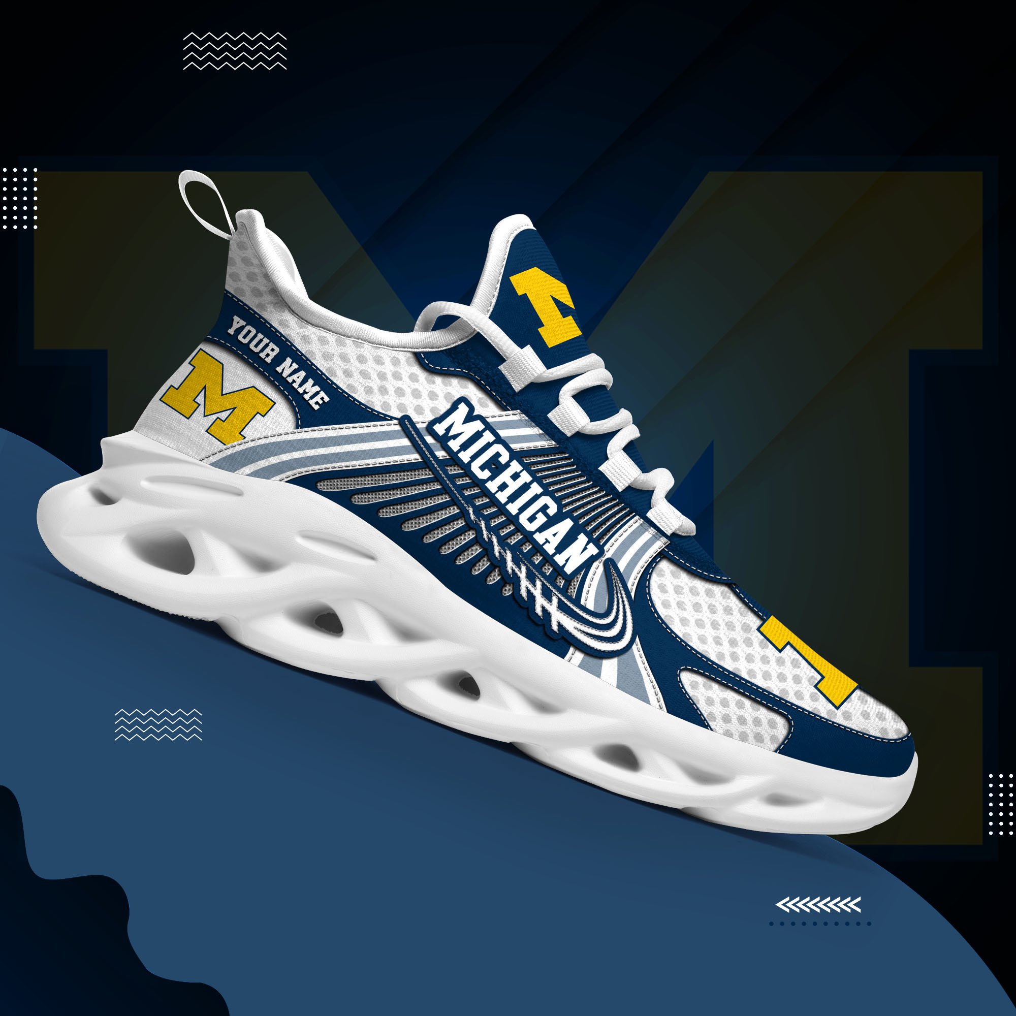 Michigan Wolverines Clunky Sneakers Custom Your Name, Sport Sneakers ETRG-62343 - Famjoys Michigan Wolverines Clunky Sneakers Custom Your Name, Sport Sneakers ETRG-62343 - Famjoys