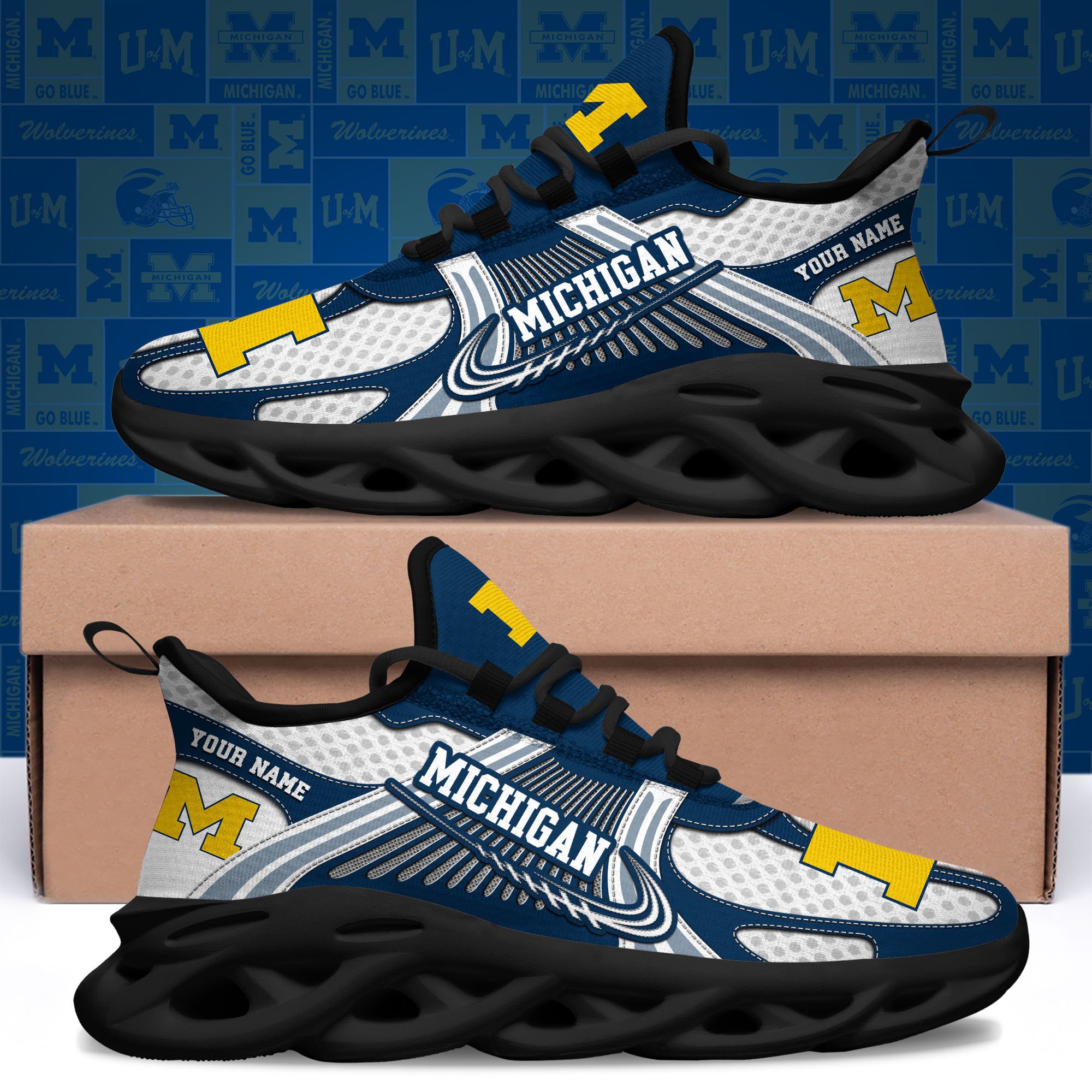 Michigan Wolverines Clunky Sneakers Custom Your Name, Sport Sneakers ETRG-62343 - Famjoys Michigan Wolverines Clunky Sneakers Custom Your Name, Sport Sneakers ETRG-62343 - Famjoys