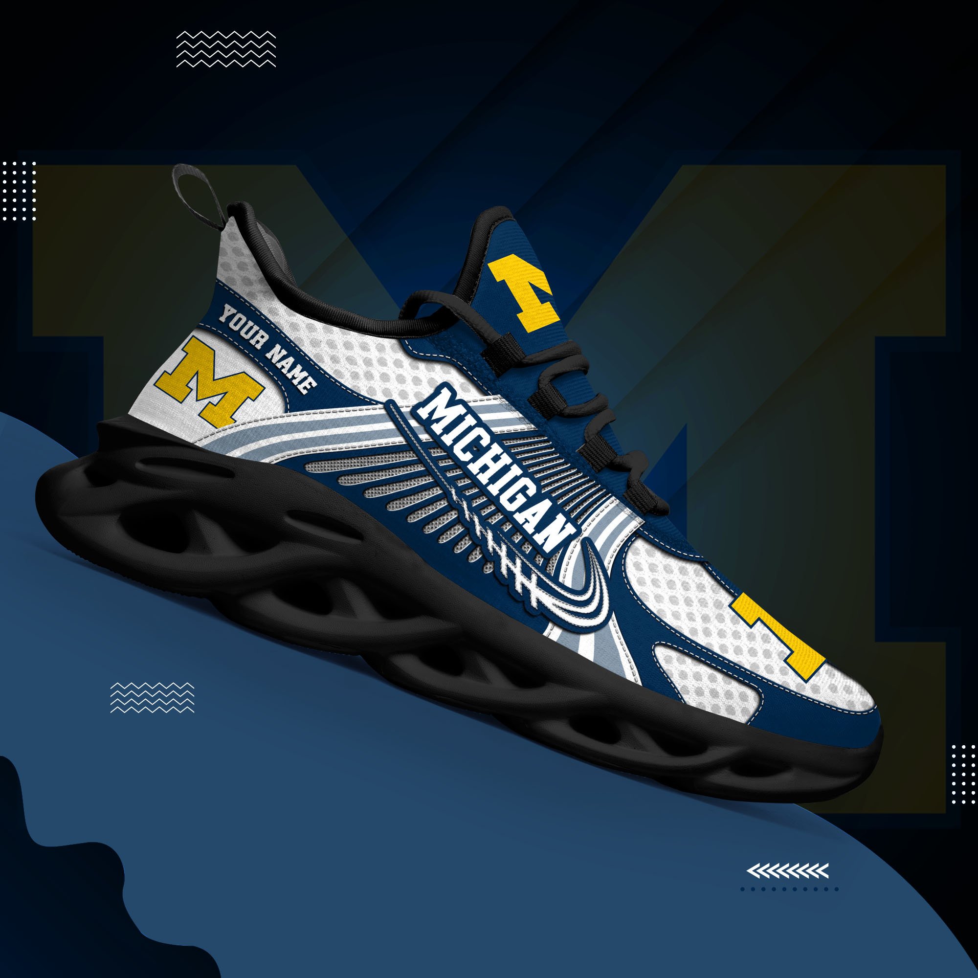 Michigan Wolverines Clunky Sneakers Custom Your Name, Sport Sneakers ETRG-62343 - Famjoys Michigan Wolverines Clunky Sneakers Custom Your Name, Sport Sneakers ETRG-62343 - Famjoys
