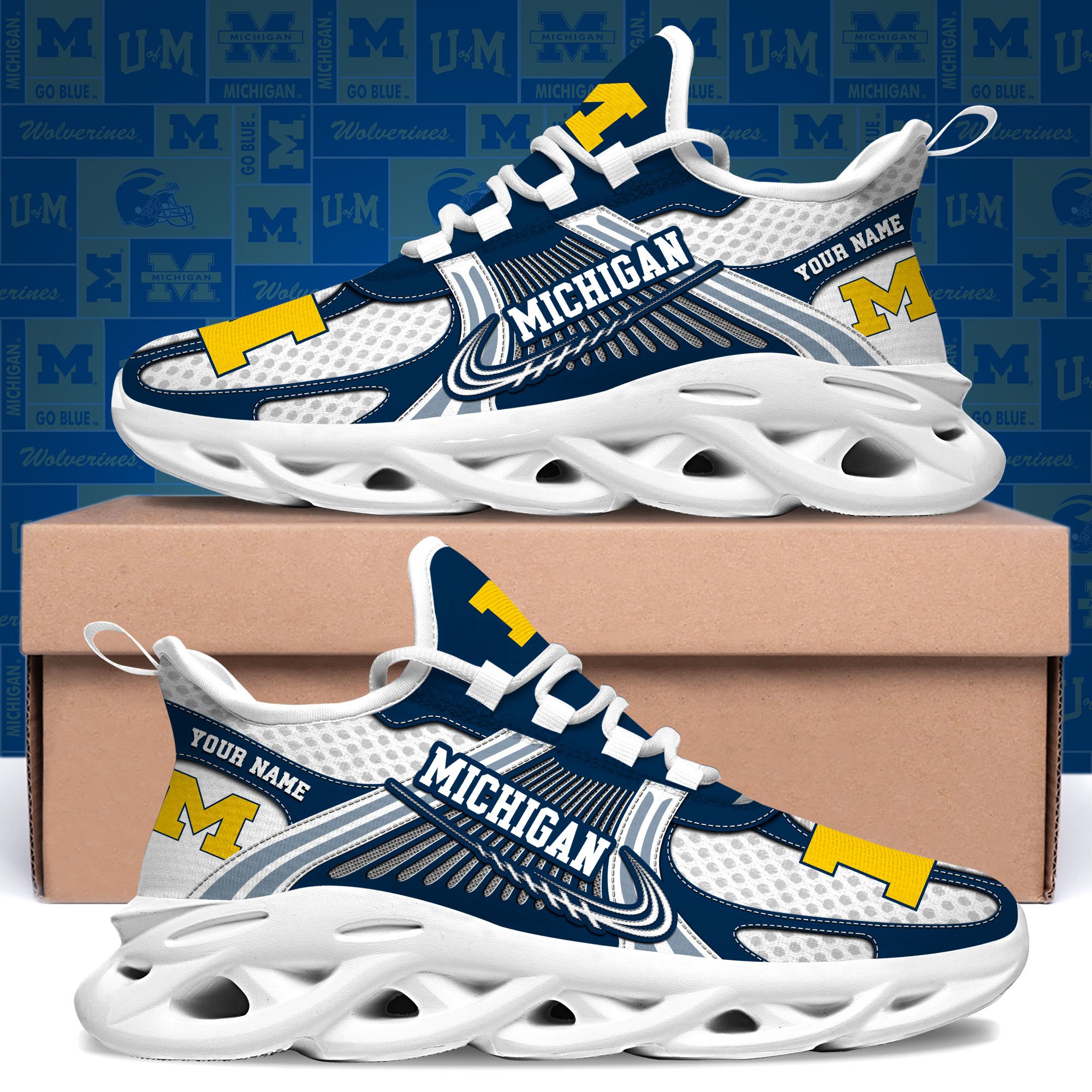 Michigan Wolverines Clunky Sneakers Custom Your Name, Sport Sneakers ETRG-62343 - Famjoys Michigan Wolverines Clunky Sneakers Custom Your Name, Sport Sneakers ETRG-62343 - Famjoys