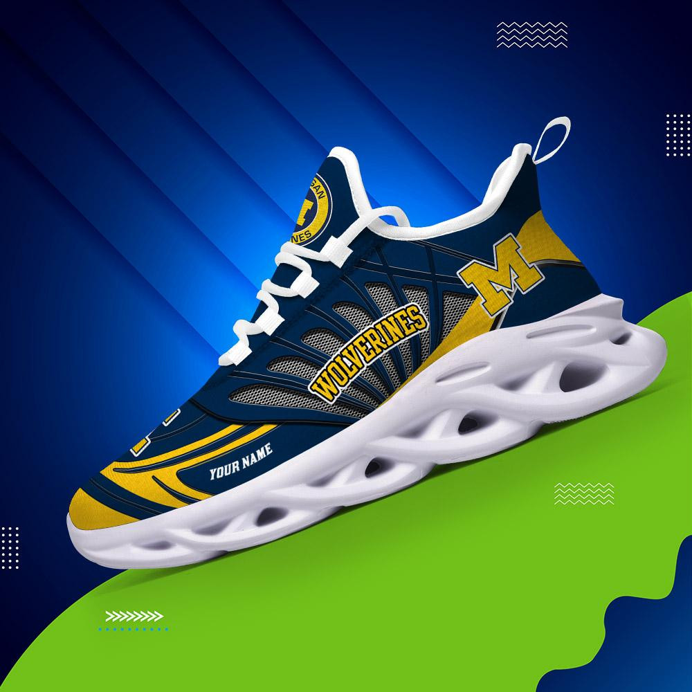 Michigan Wolverines Custom Name Max Soul Shoes - Famjoys Michigan Wolverines Custom Name Max Soul Shoes - Famjoys