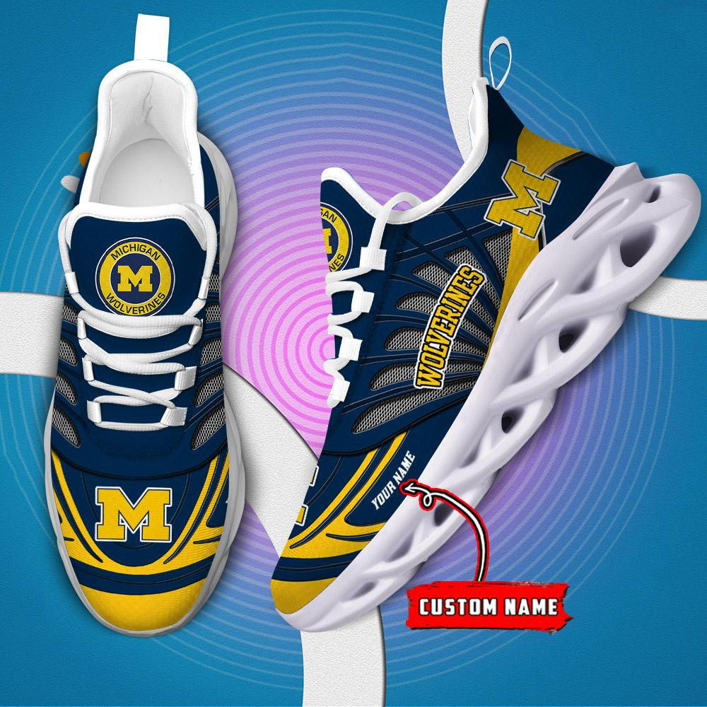 Michigan Wolverines Custom Name Max Soul Shoes - Famjoys Michigan Wolverines Custom Name Max Soul Shoes - Famjoys