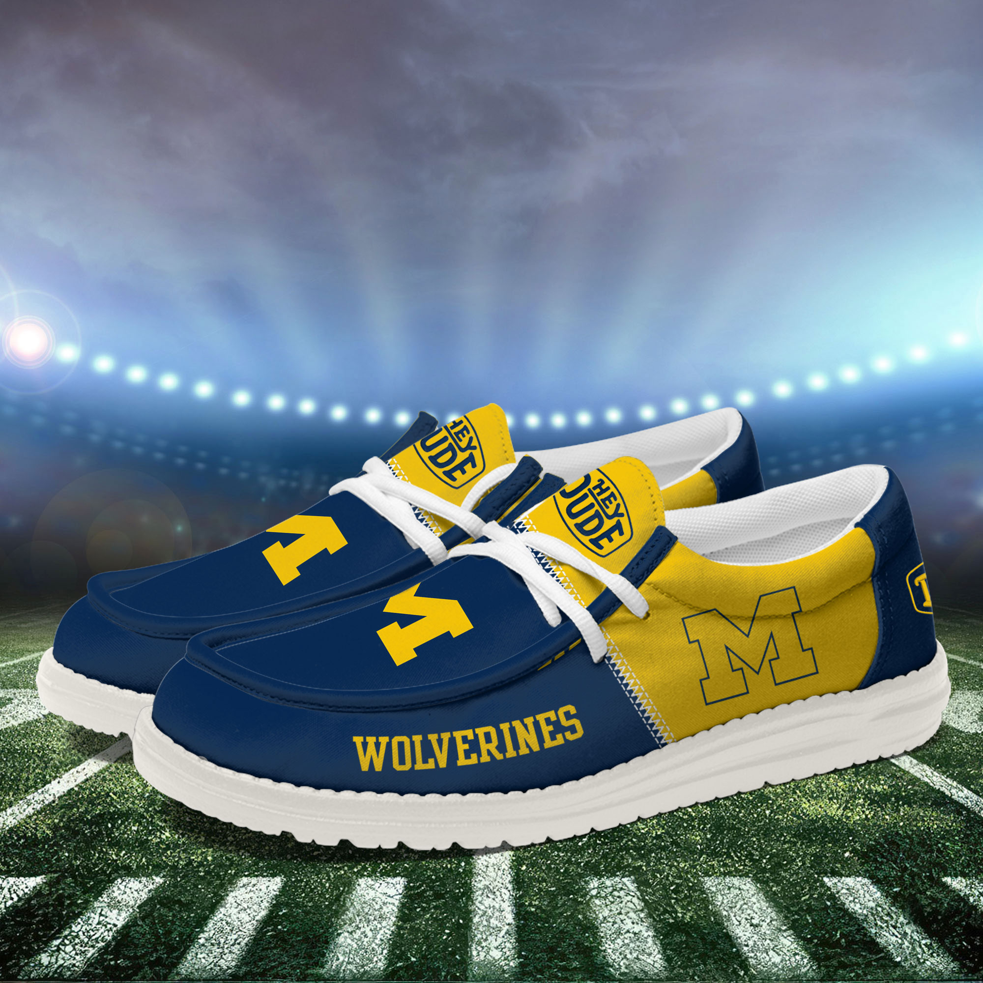 Michigan Wolverines Football Hey Dude Canvas Loafer Shoes HDS01 - Famjoys Michigan Wolverines Football Hey Dude Canvas Loafer Shoes HDS01 - Famjoys
