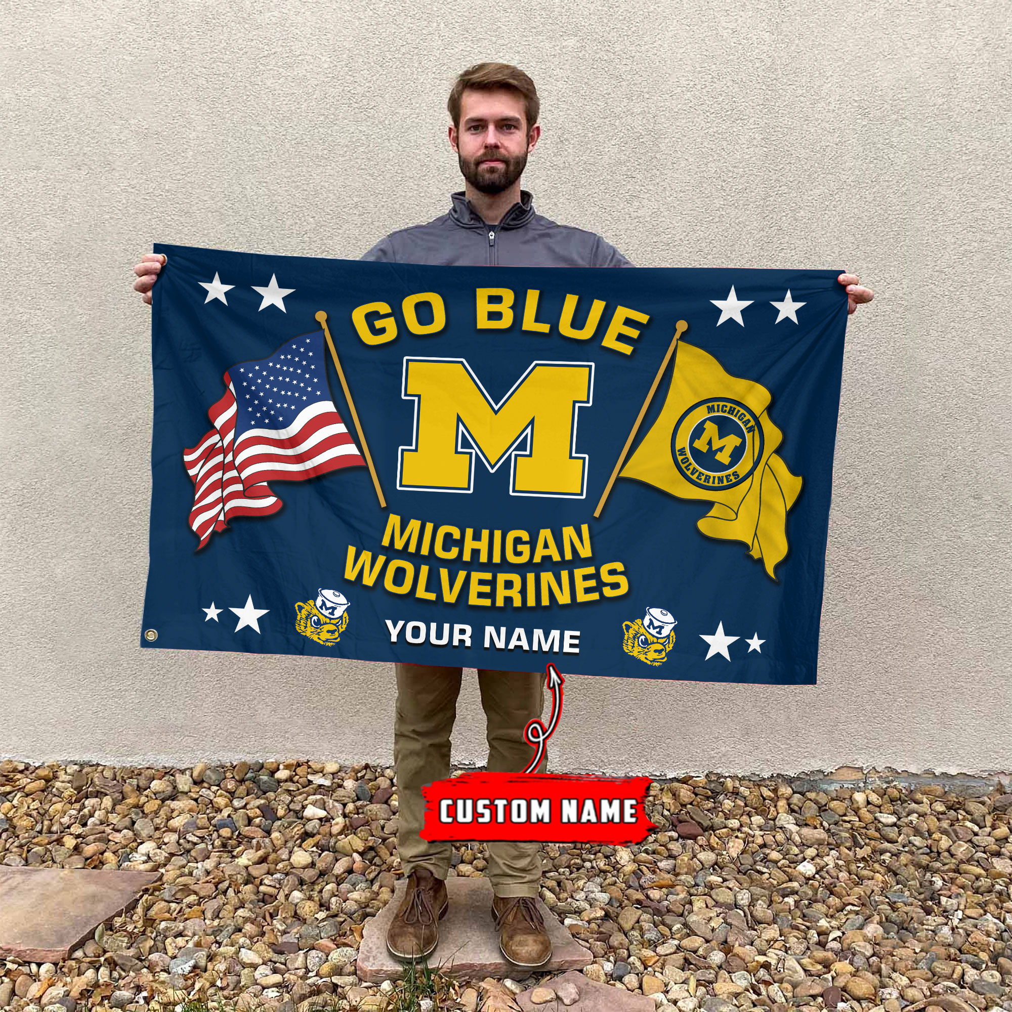 Michigan Wolverines Football House Flag - Famjoys Michigan Wolverines Football House Flag - Famjoys
