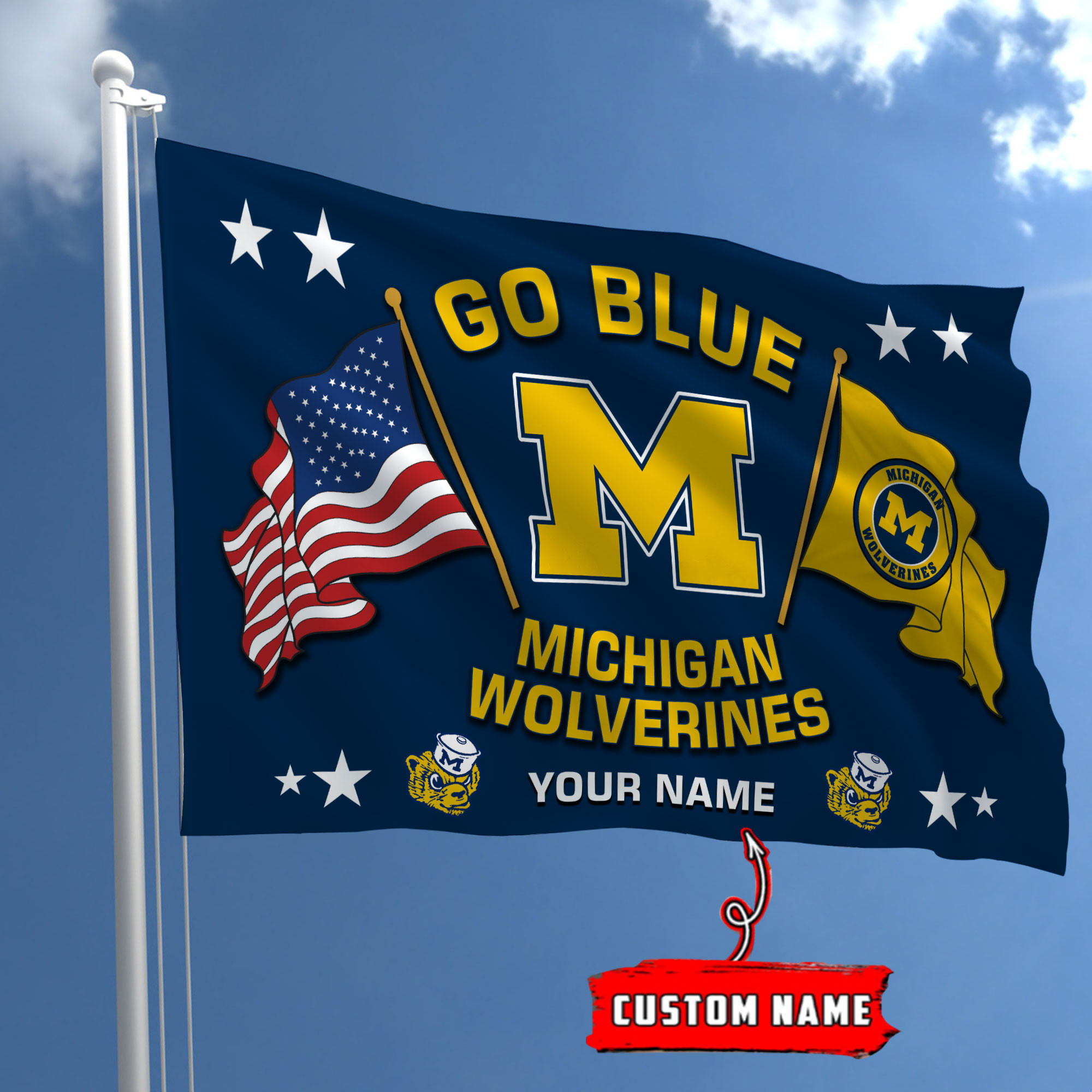 Michigan Wolverines Football House Flag - Famjoys Michigan Wolverines Football House Flag - Famjoys